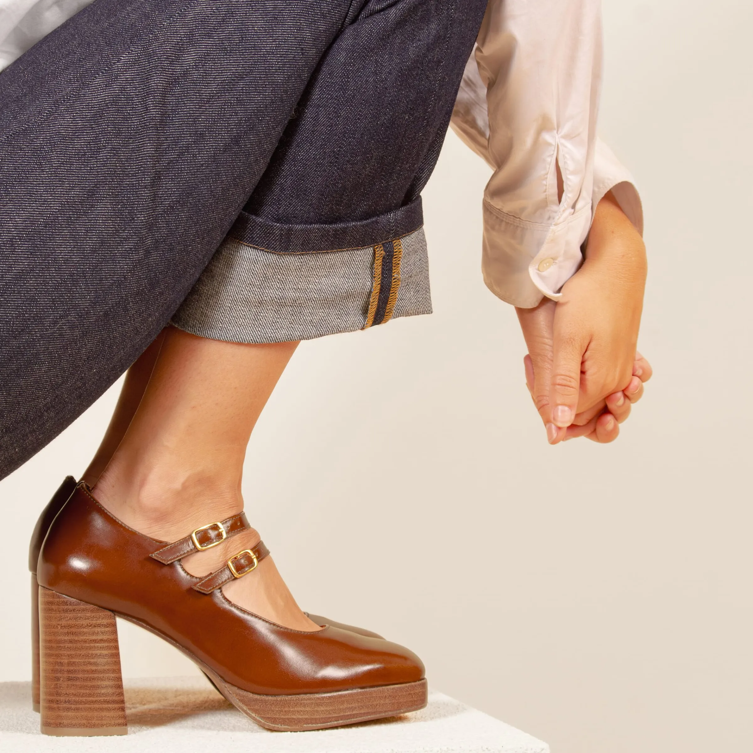 Femme JULES & JENN Escarpins | Ballerines & Babies | Babies plateforme cuir