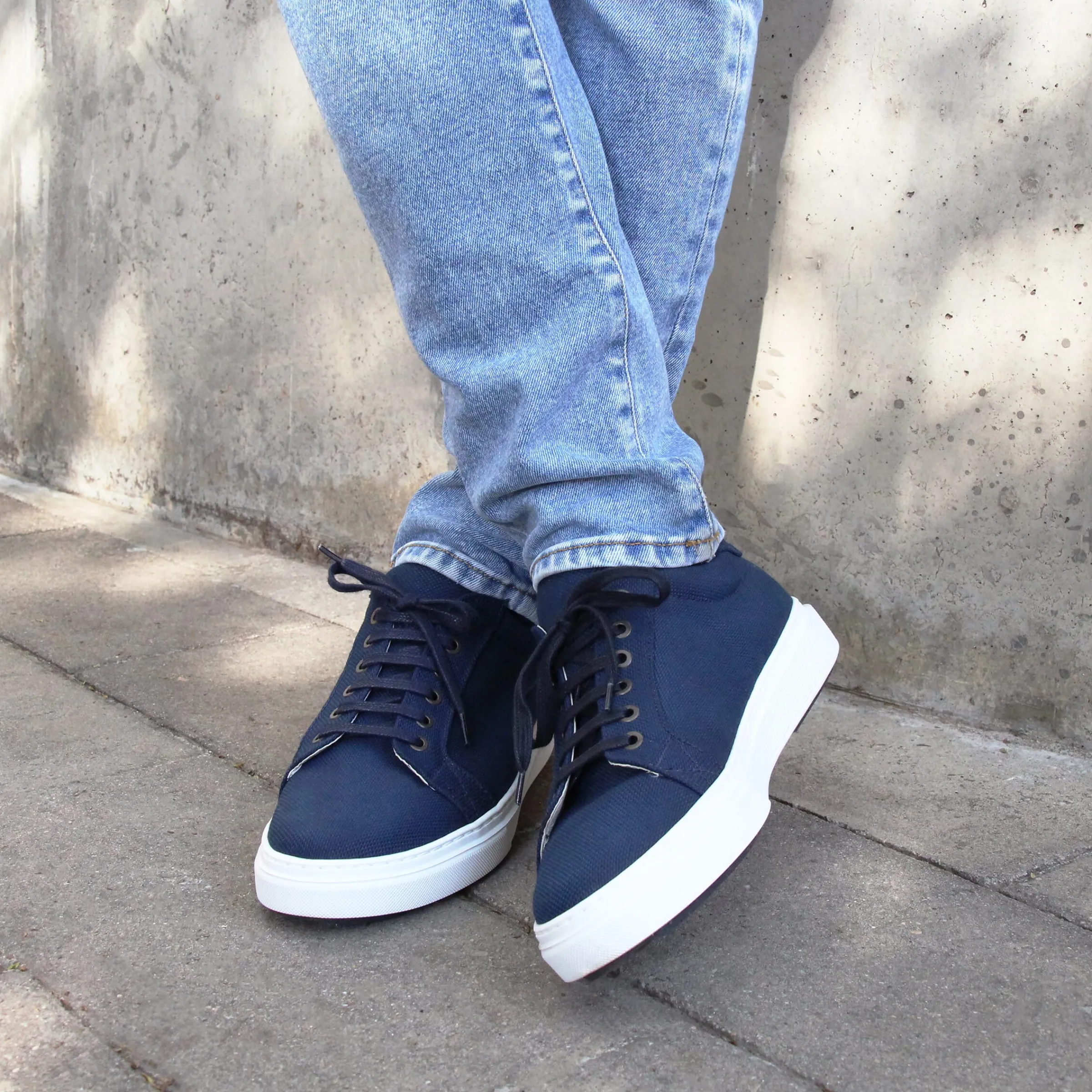 Homme JULES & JENN Dressing Recyclé | Baskets | Baskets à lacet en toile recyclée bleu