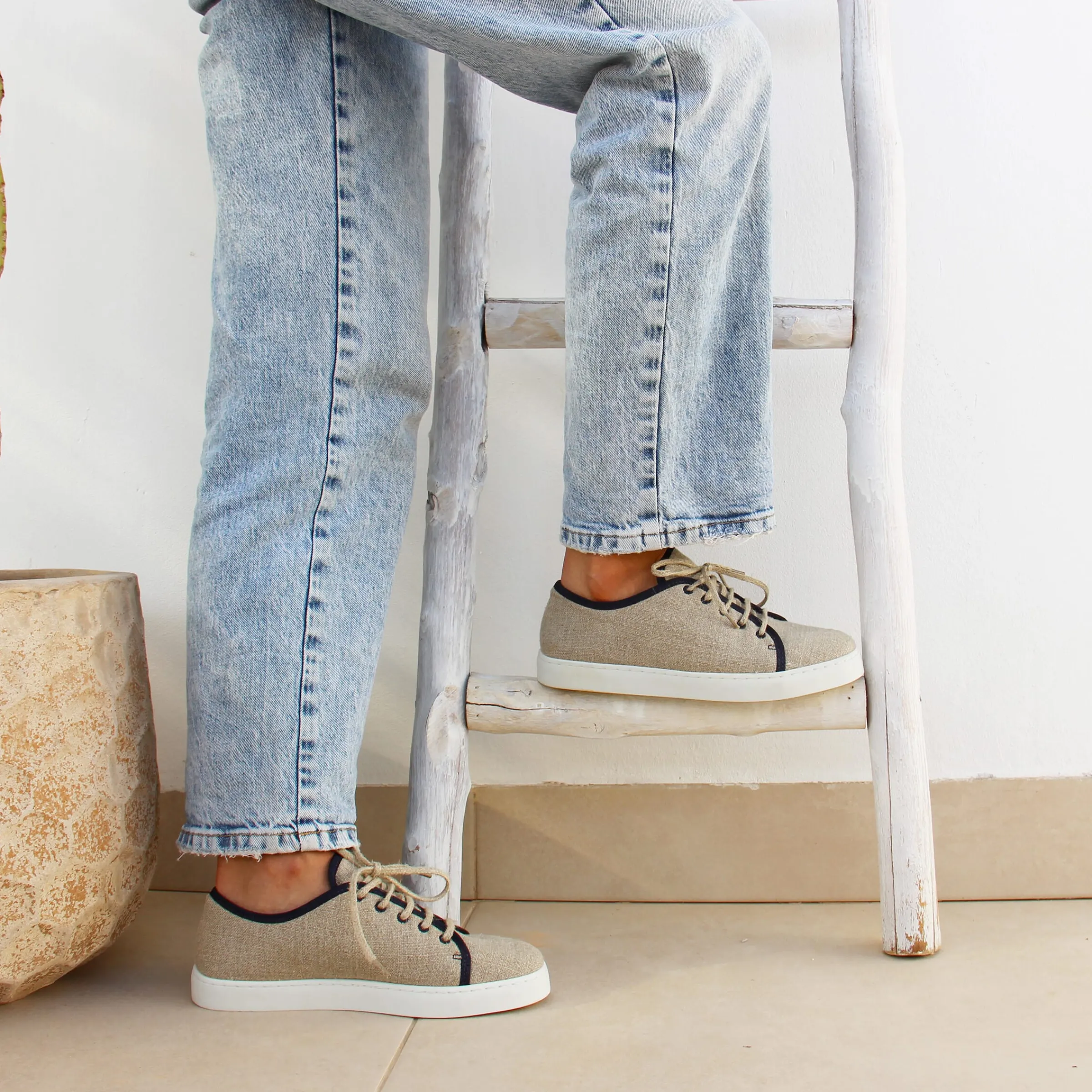 Femme JULES & JENN Dressing Recyclé | Baskets | Baskets en lin beige bleu