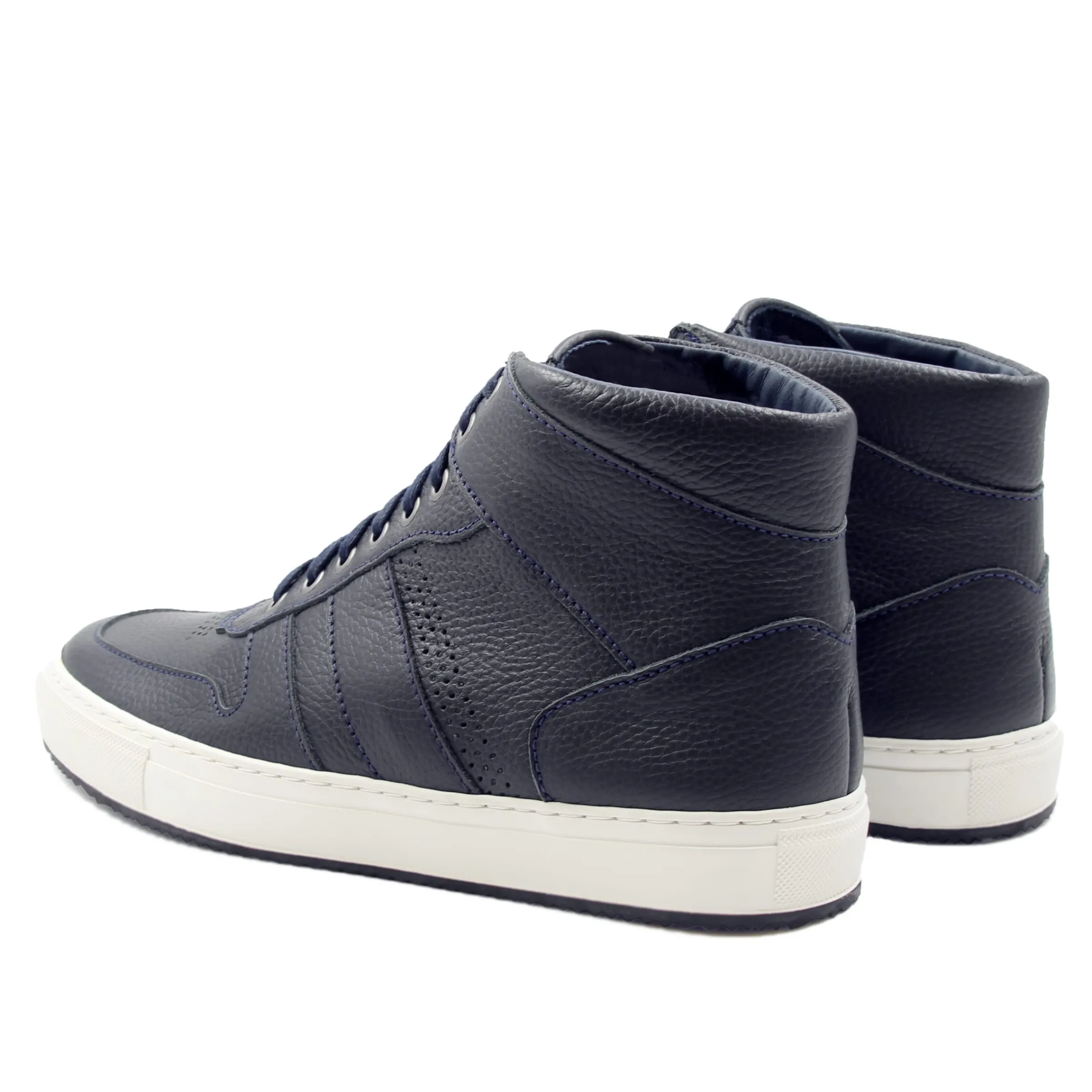 Homme JULES & JENN Baskets | Baskets Gaspard cuir grainé bleu