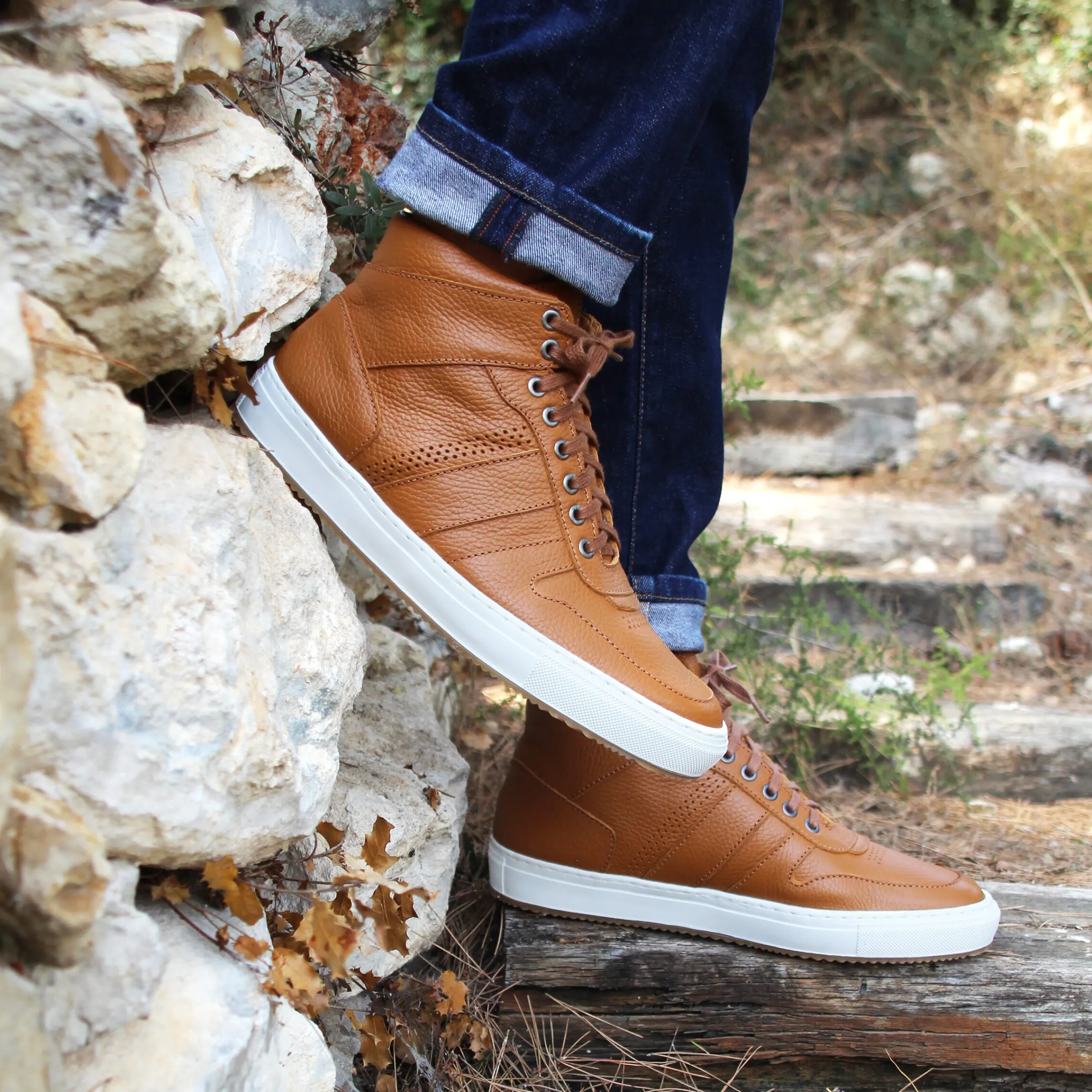 Homme JULES & JENN Baskets | Baskets Gaspard cuir grainé