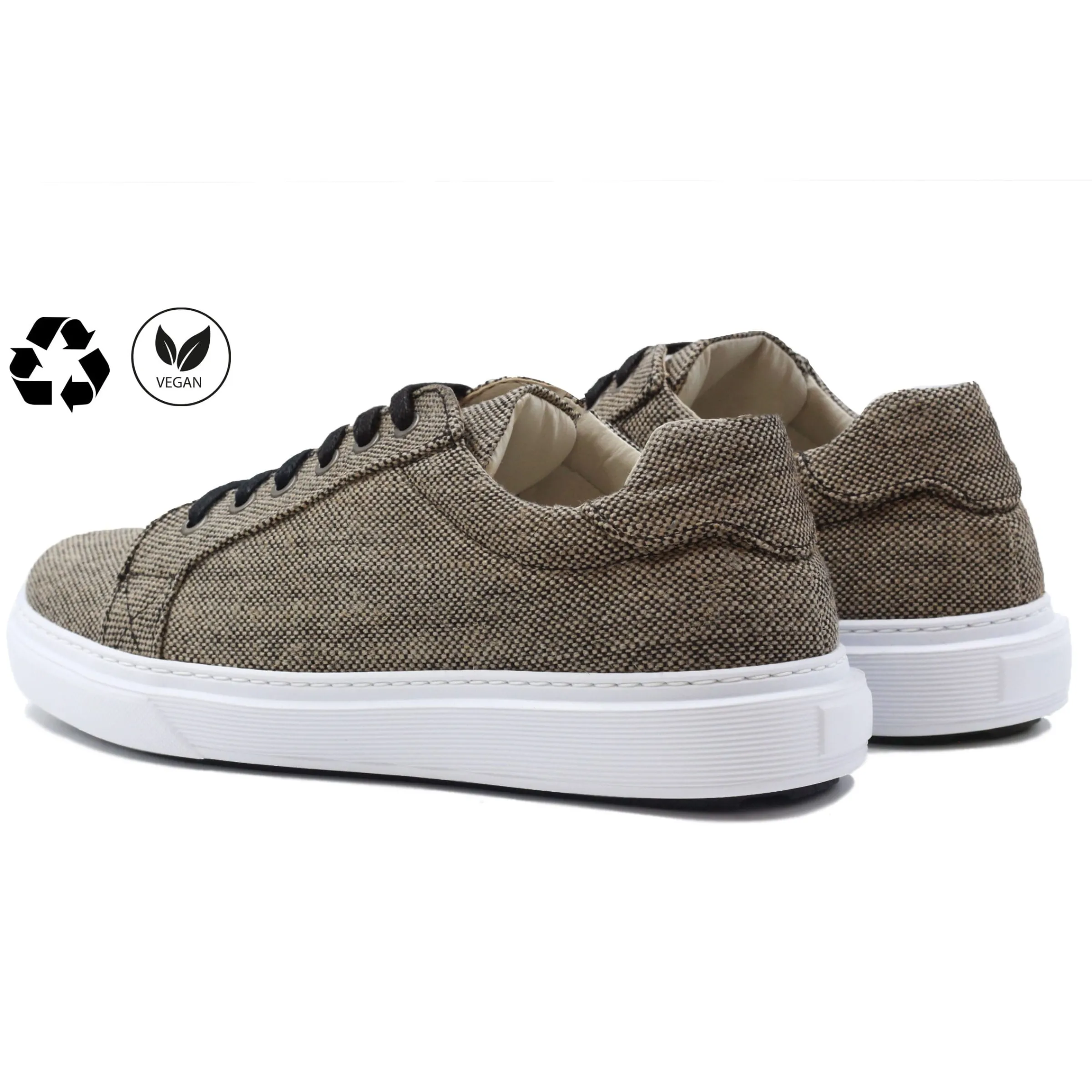 Homme JULES & JENN Fins De Série Solidaires | Baskets lacet toile recyclée beige noir