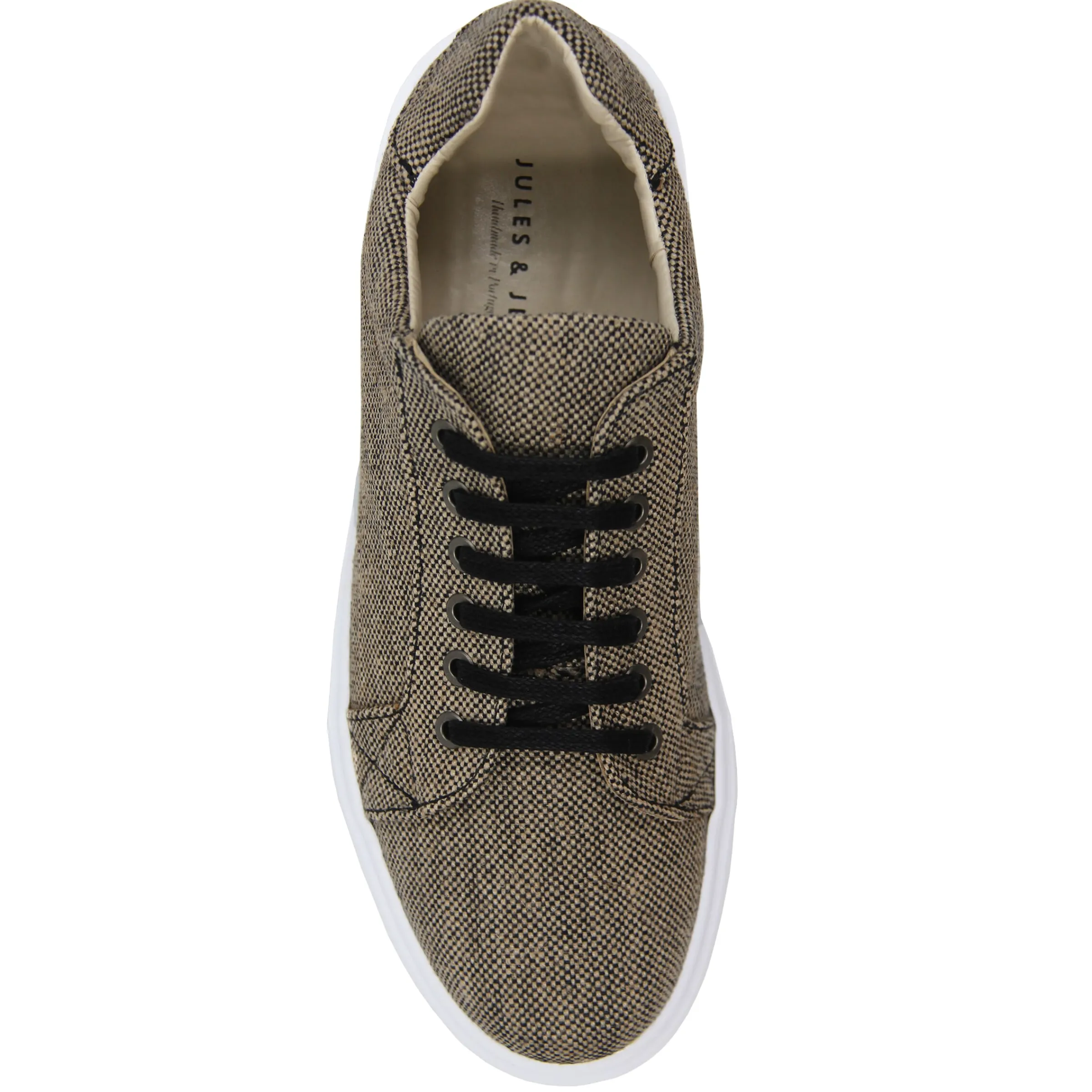 Homme JULES & JENN Fins De Série Solidaires | Baskets lacet toile recyclée beige noir