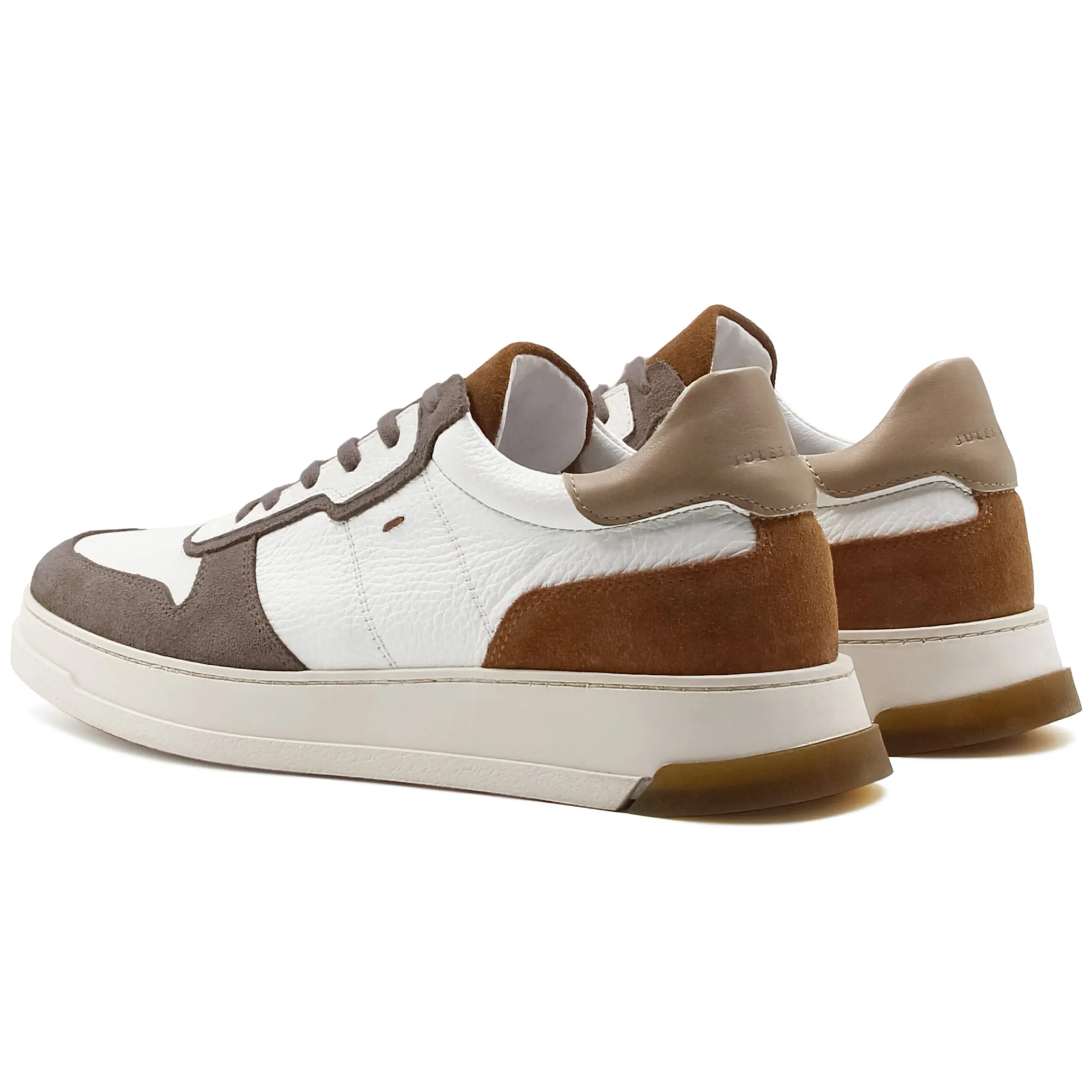 Homme JULES & JENN Baskets | Baskets Léo cuir blanc camel