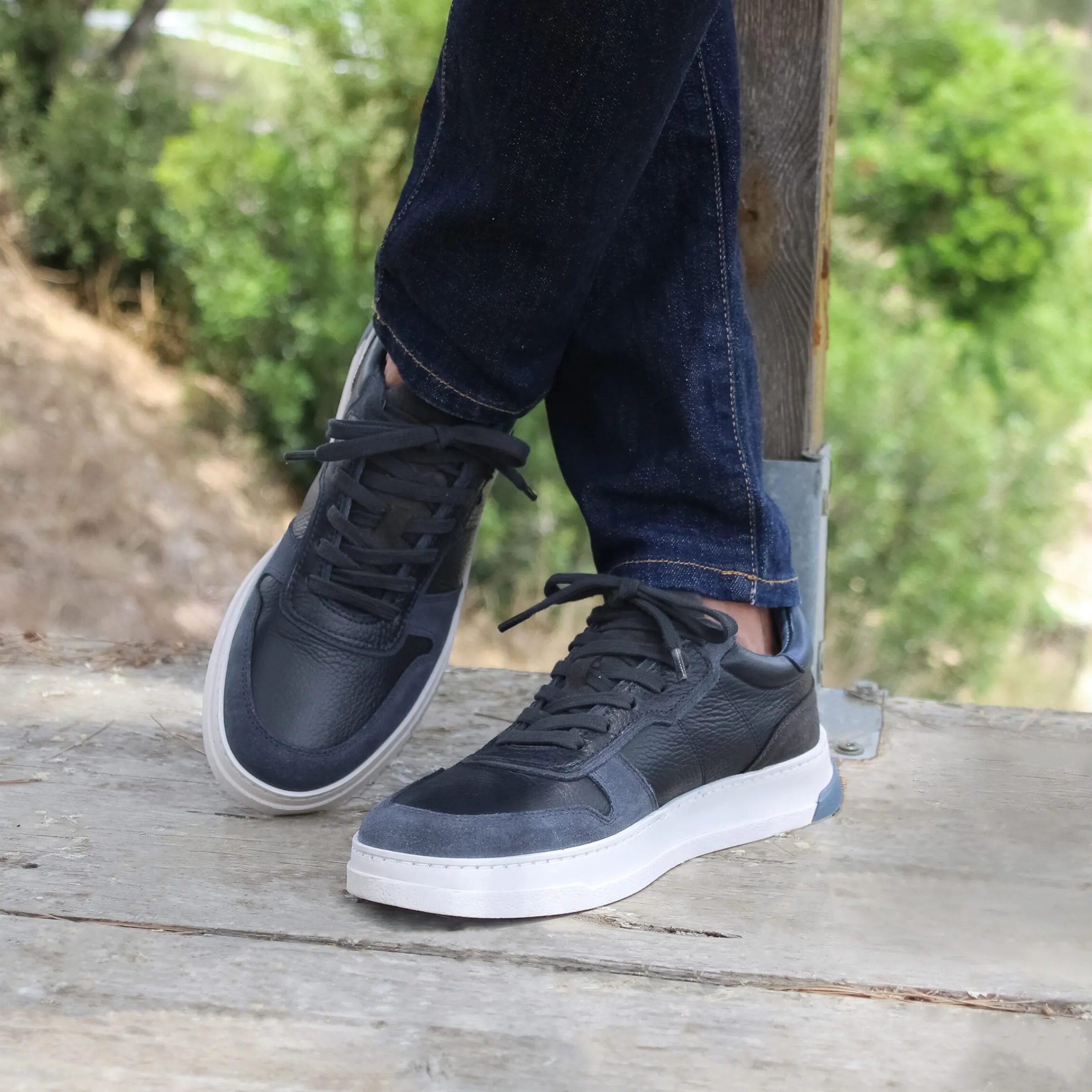 Homme JULES & JENN Baskets | Baskets Léo cuir bleu