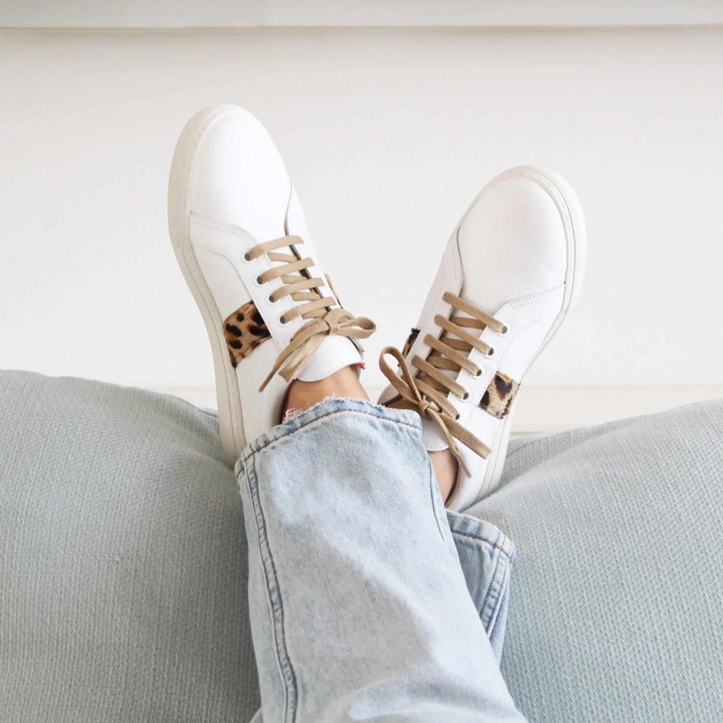 Femme JULES & JENN Baskets | Baskets Made in France cuir léopard