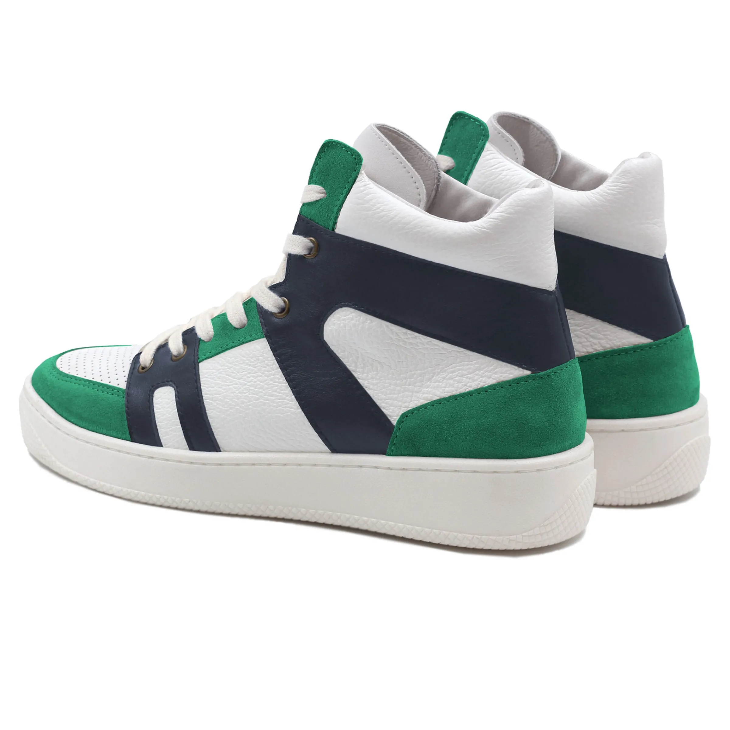 Femme JULES & JENN Baskets | Baskets montantes cuir blanc bleu