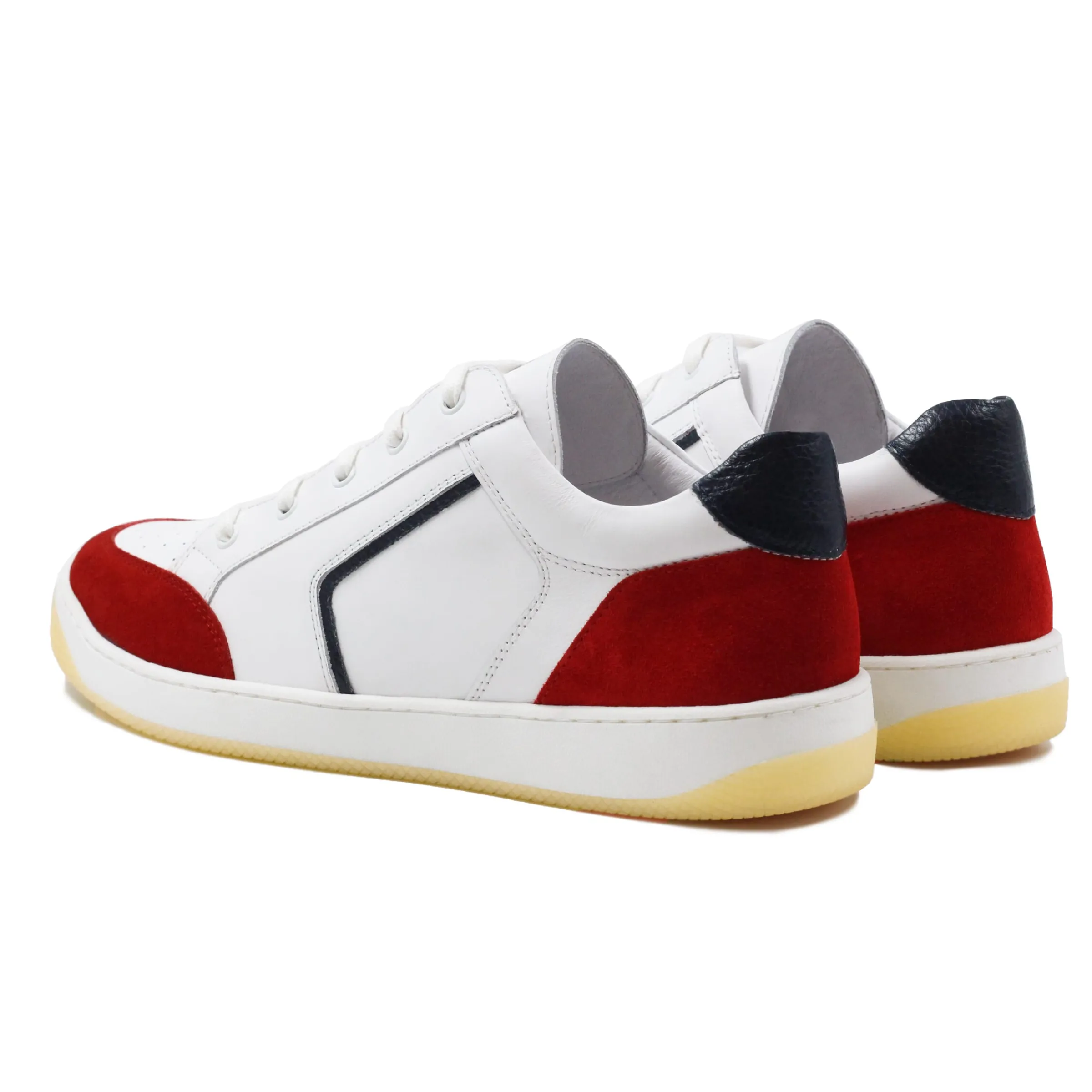 Homme JULES & JENN Baskets | Baskets rétro homme cuir blanc & rouge