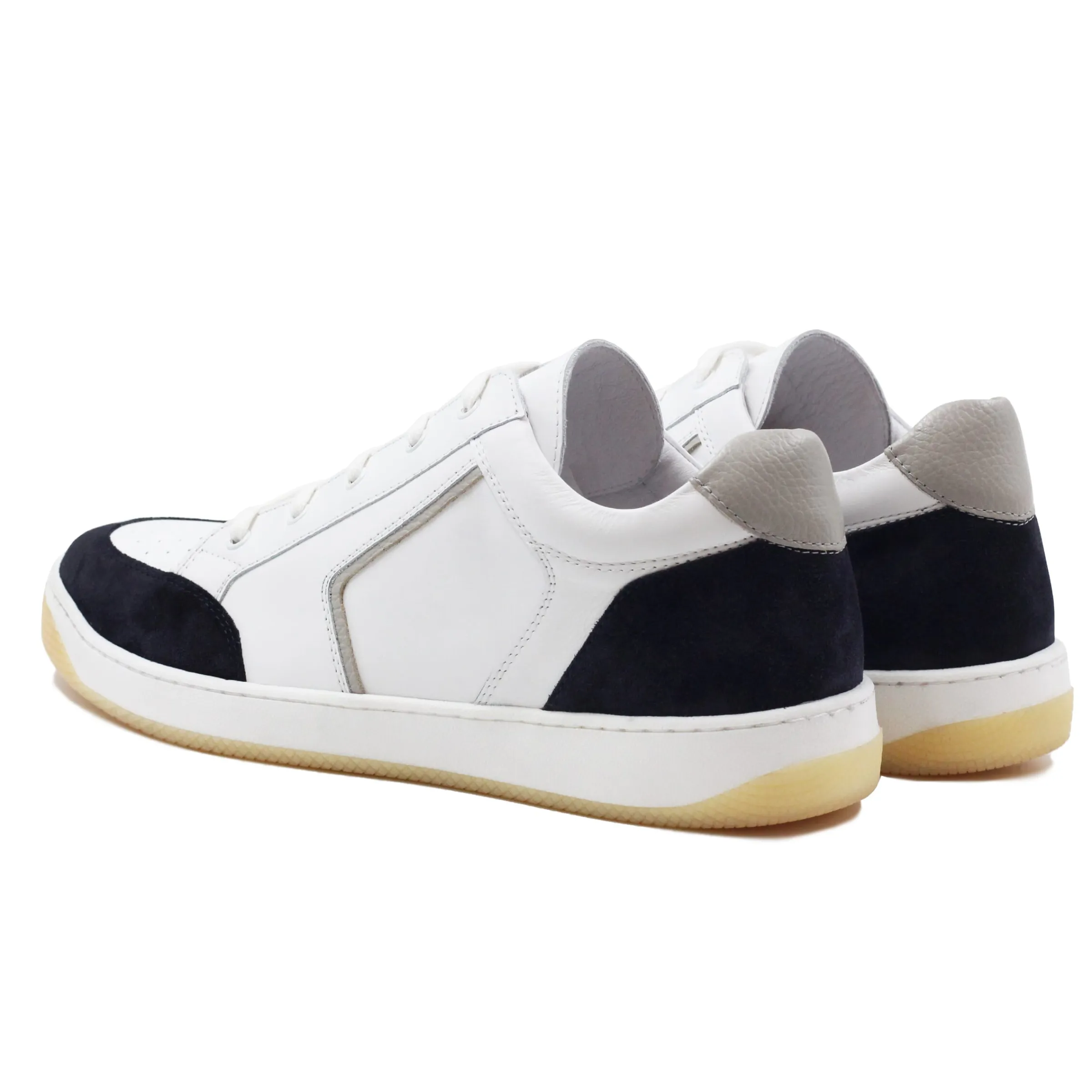 Homme JULES & JENN Baskets | Baskets rétro homme cuir blanc bleu