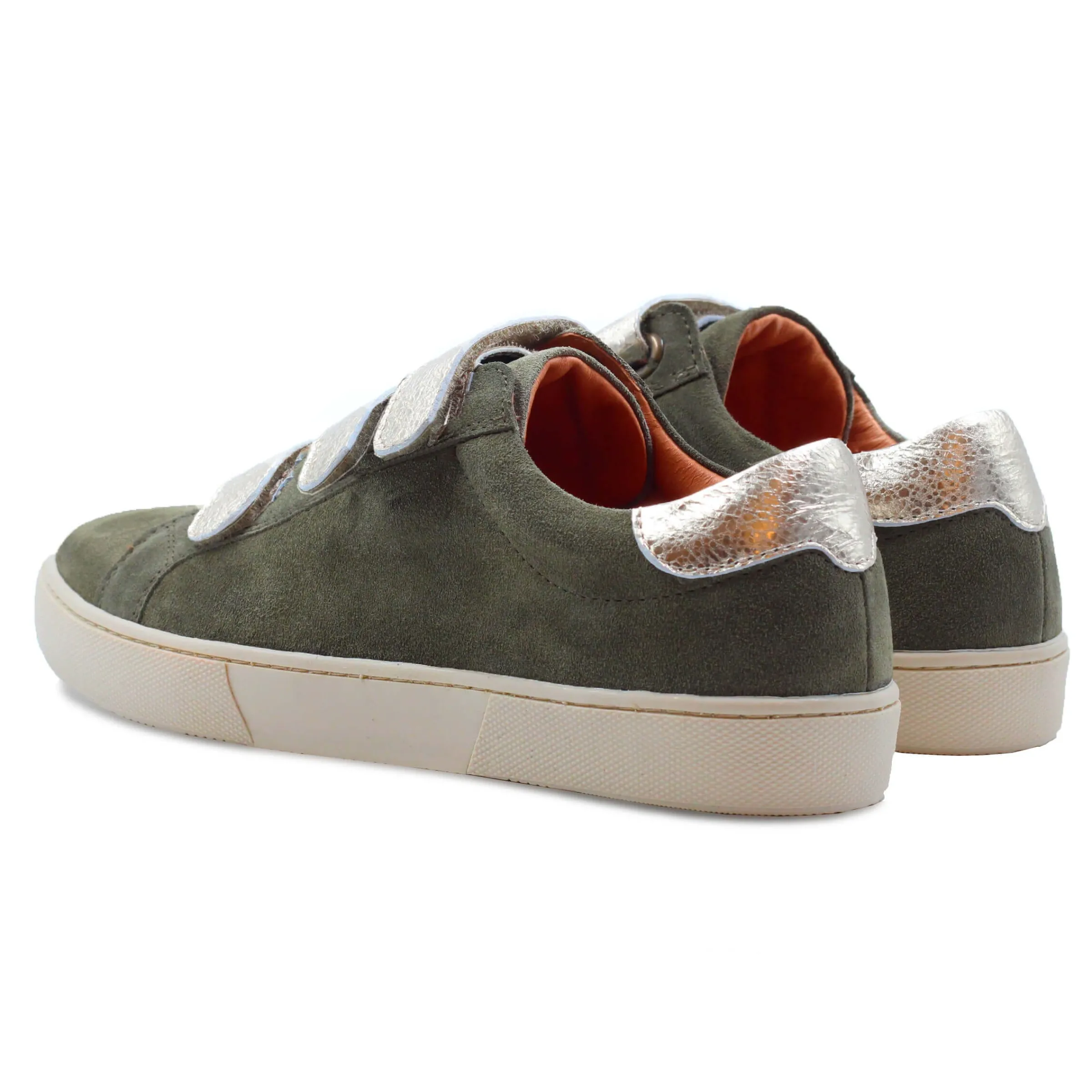 Femme JULES & JENN Baskets | Baskets scratch cuir daim kaki doré