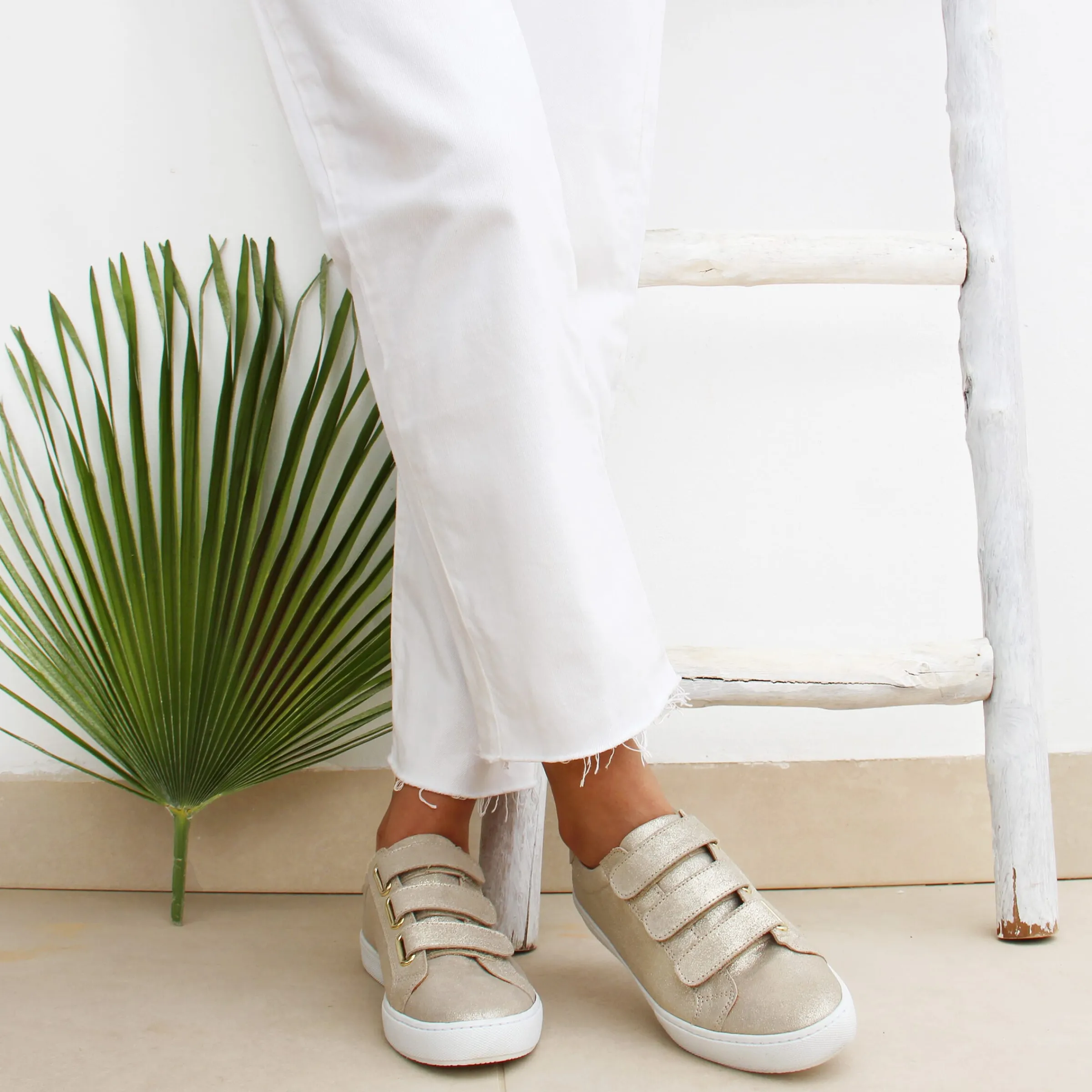 Femme JULES & JENN Baskets | Baskets scratch cuir métallisé