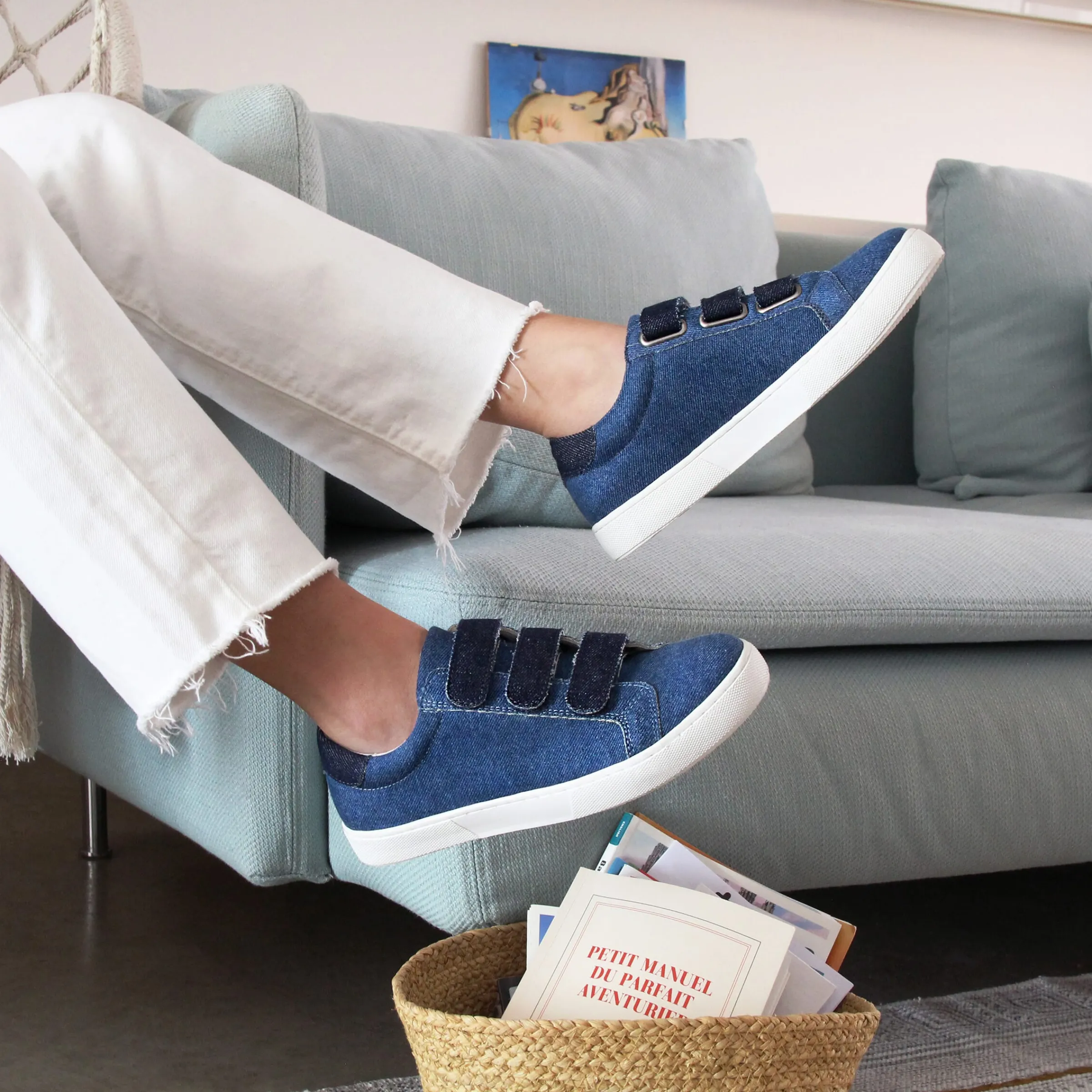 Femme JULES & JENN Baskets | Baskets scratch toile de jean bleu