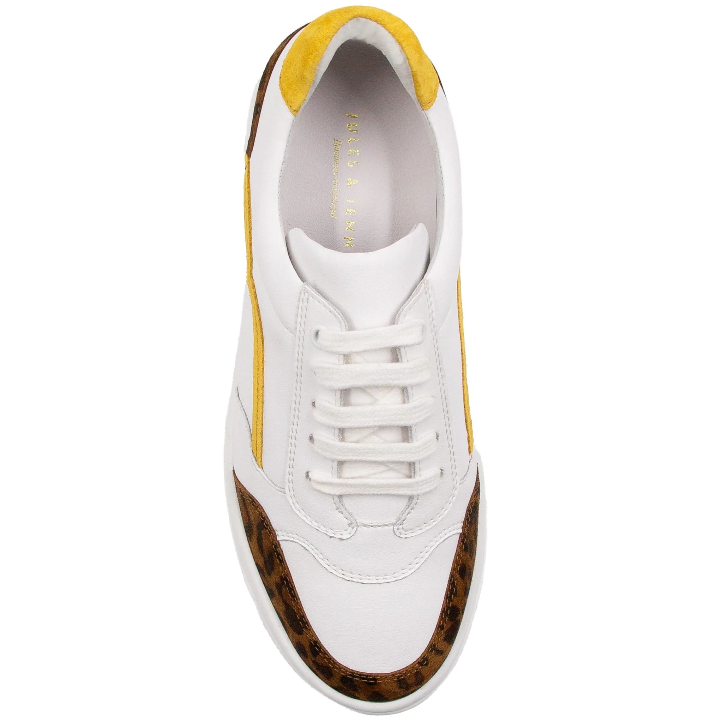 Femme JULES & JENN Baskets | Baskets vintage cuir blanc léopard