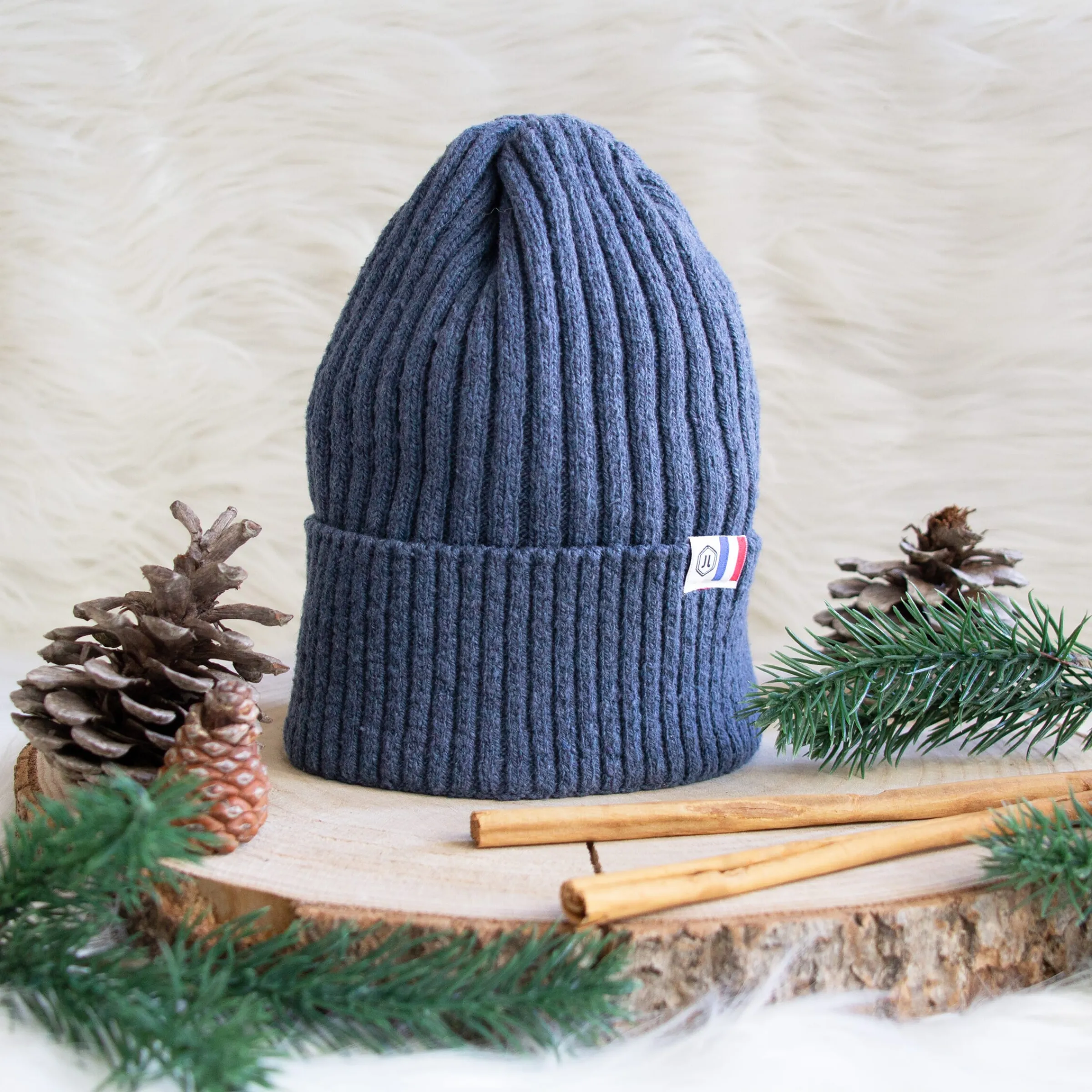 Femme JULES & JENN Dressing Recyclé | Bonnets | Bonnet coton recyclé bleu denim