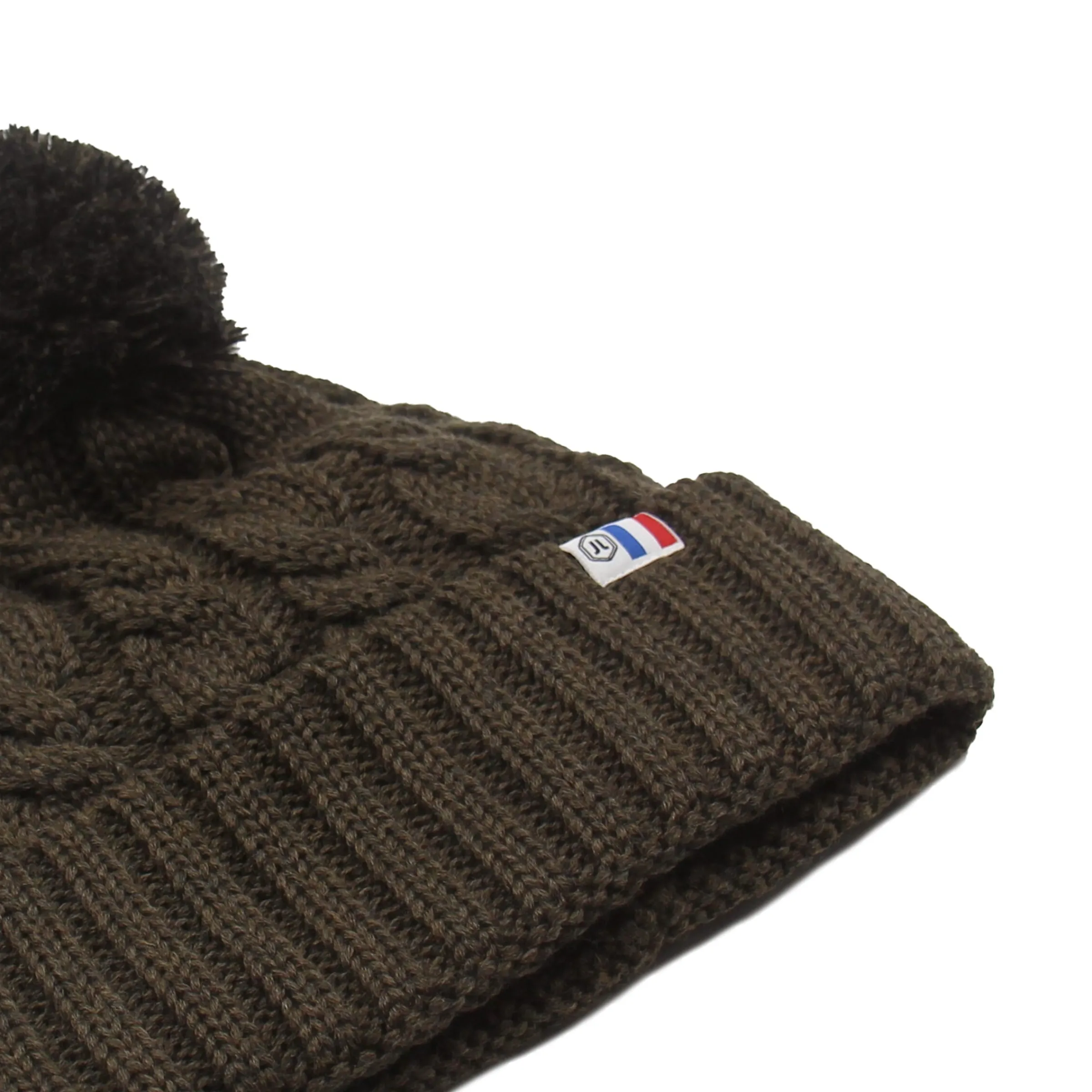 Femme JULES & JENN Bonnets | Bonnets | Bonnet pompon laine kaki noir