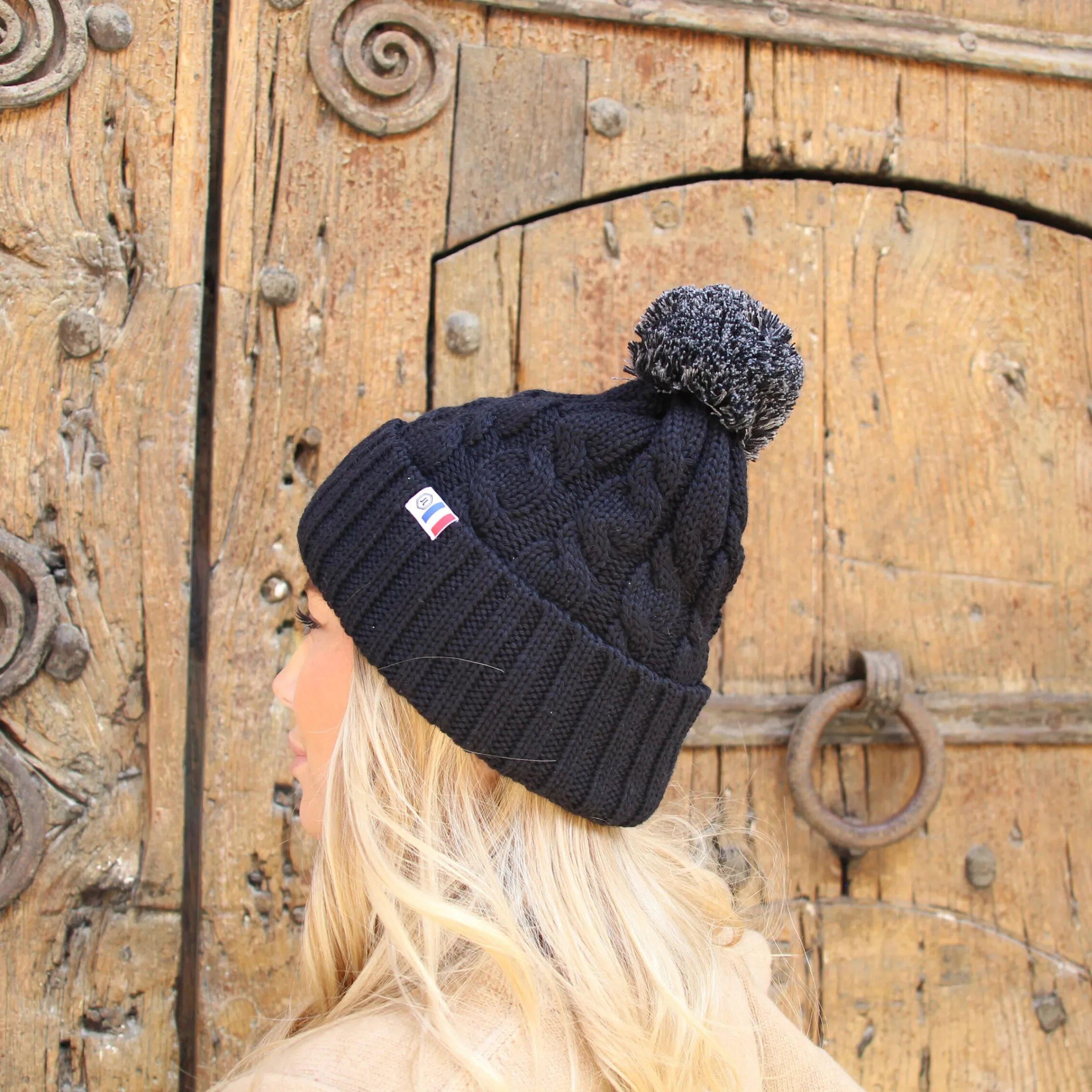 Femme JULES & JENN Bonnets | Bonnets | Bonnet pompon laine noir gris