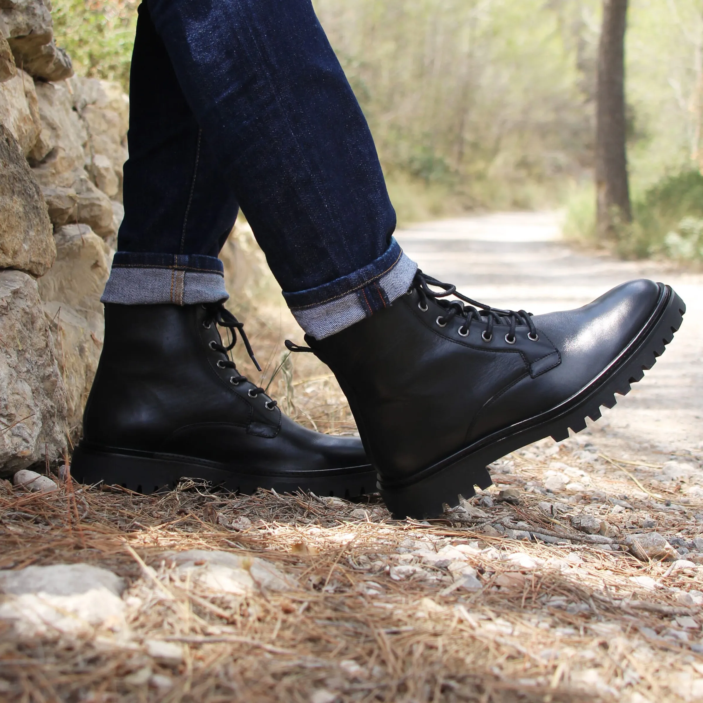 Homme JULES & JENN Boots | Boots à lacet crantées cuir