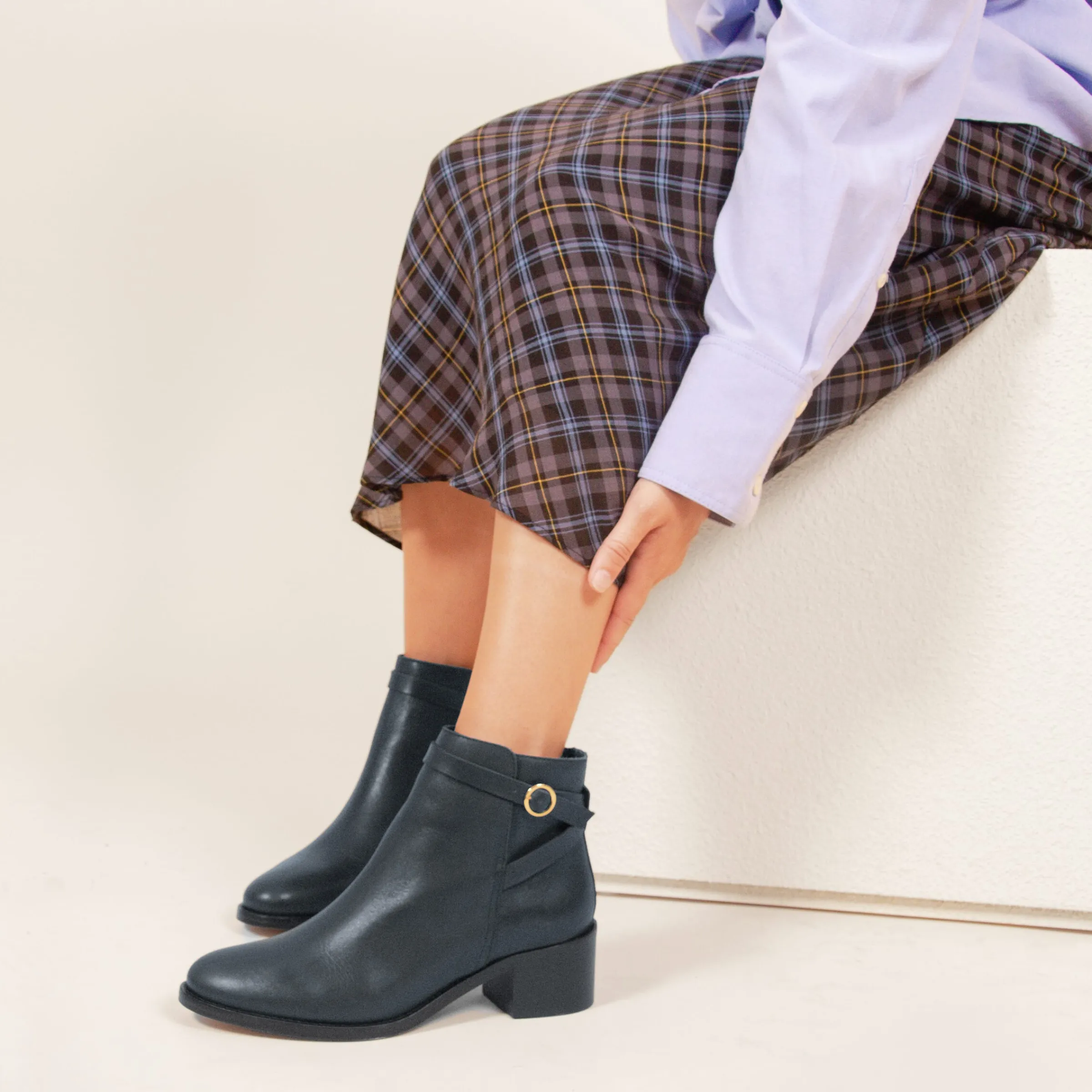 Femme JULES & JENN Bottines & Bottes | Bottines cavalières cuir bleu