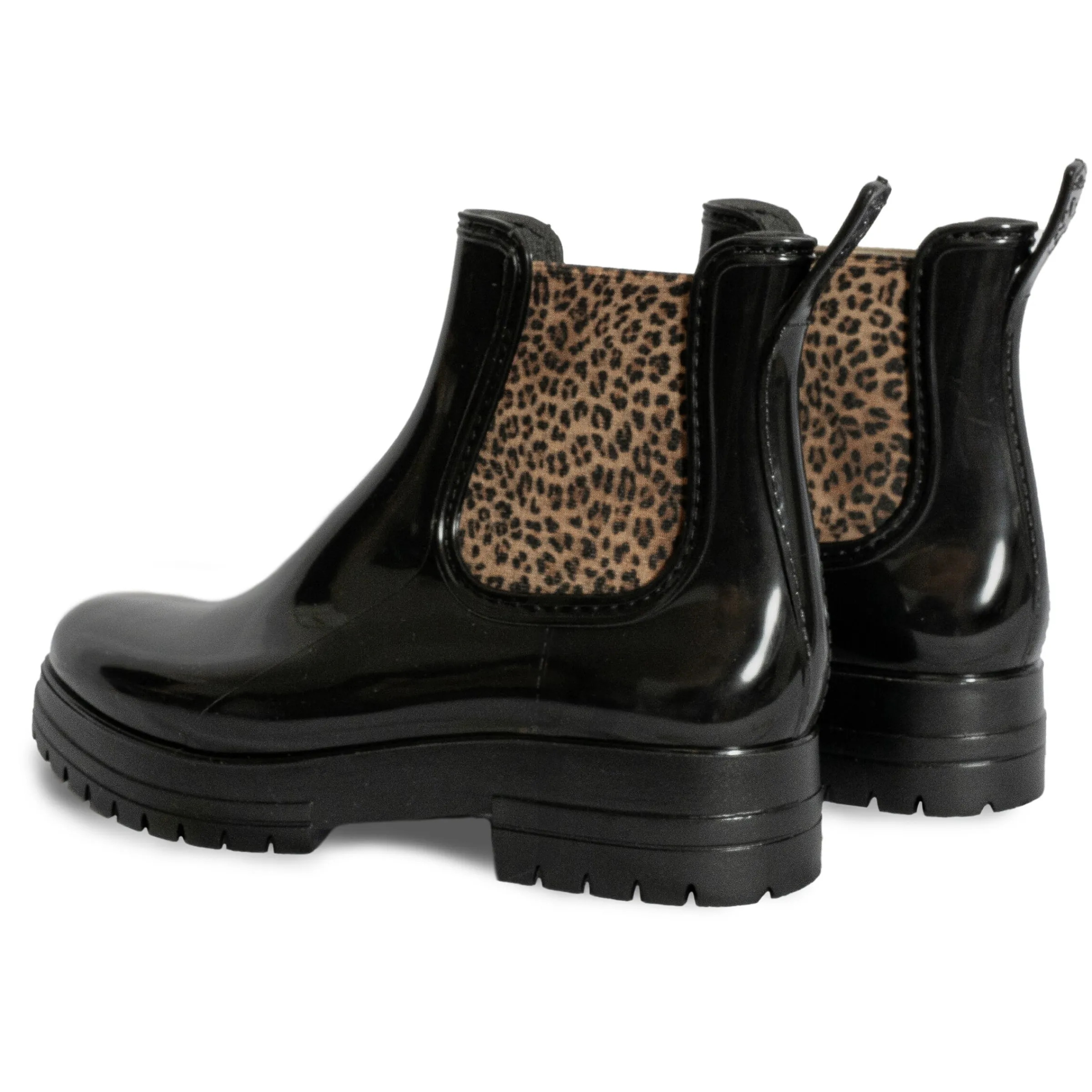 Femme JULES & JENN Bottines & Bottes | Bottines de pluie crantées noir léopard