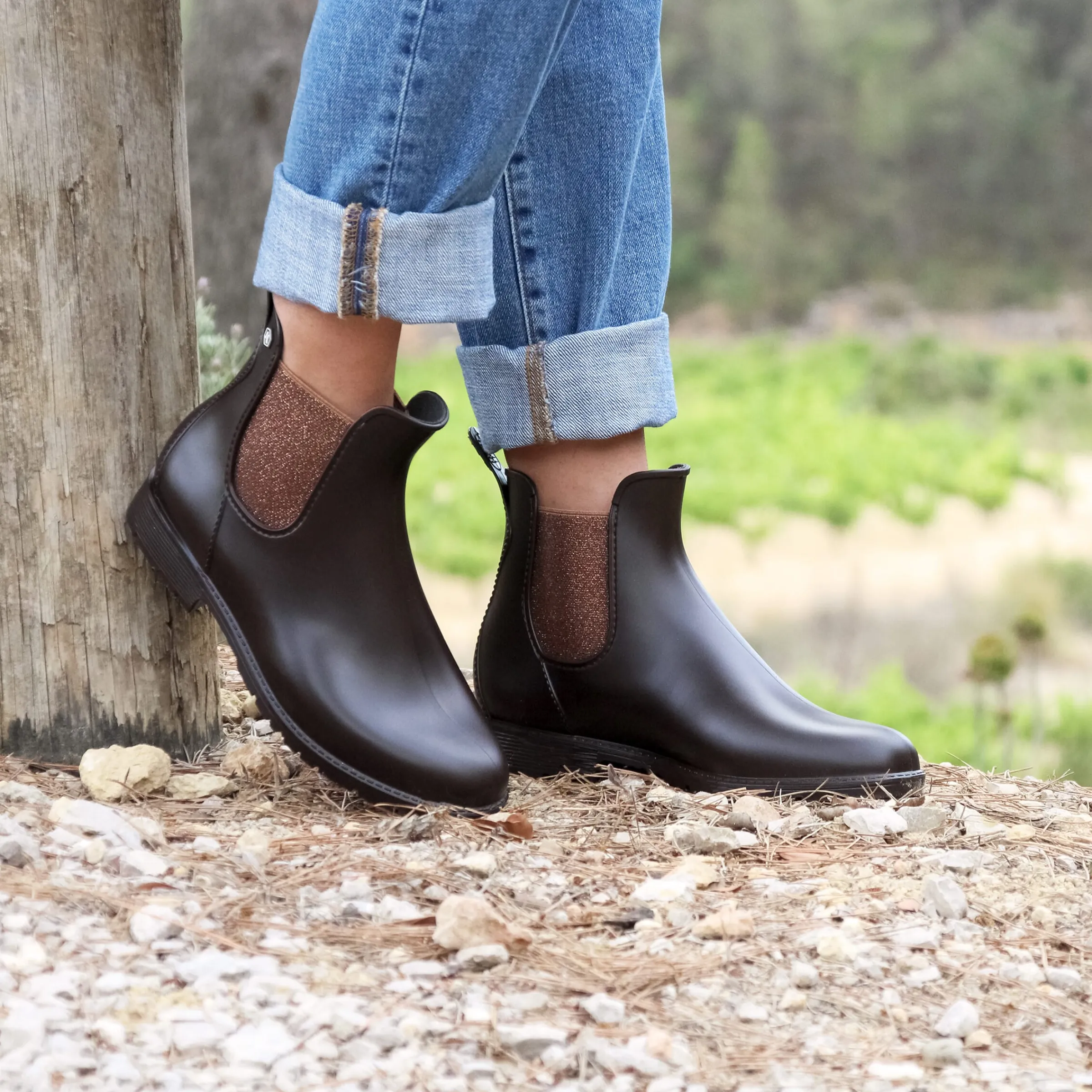 Femme JULES & JENN Bottines & Bottes | Bottines de pluie marron bronze