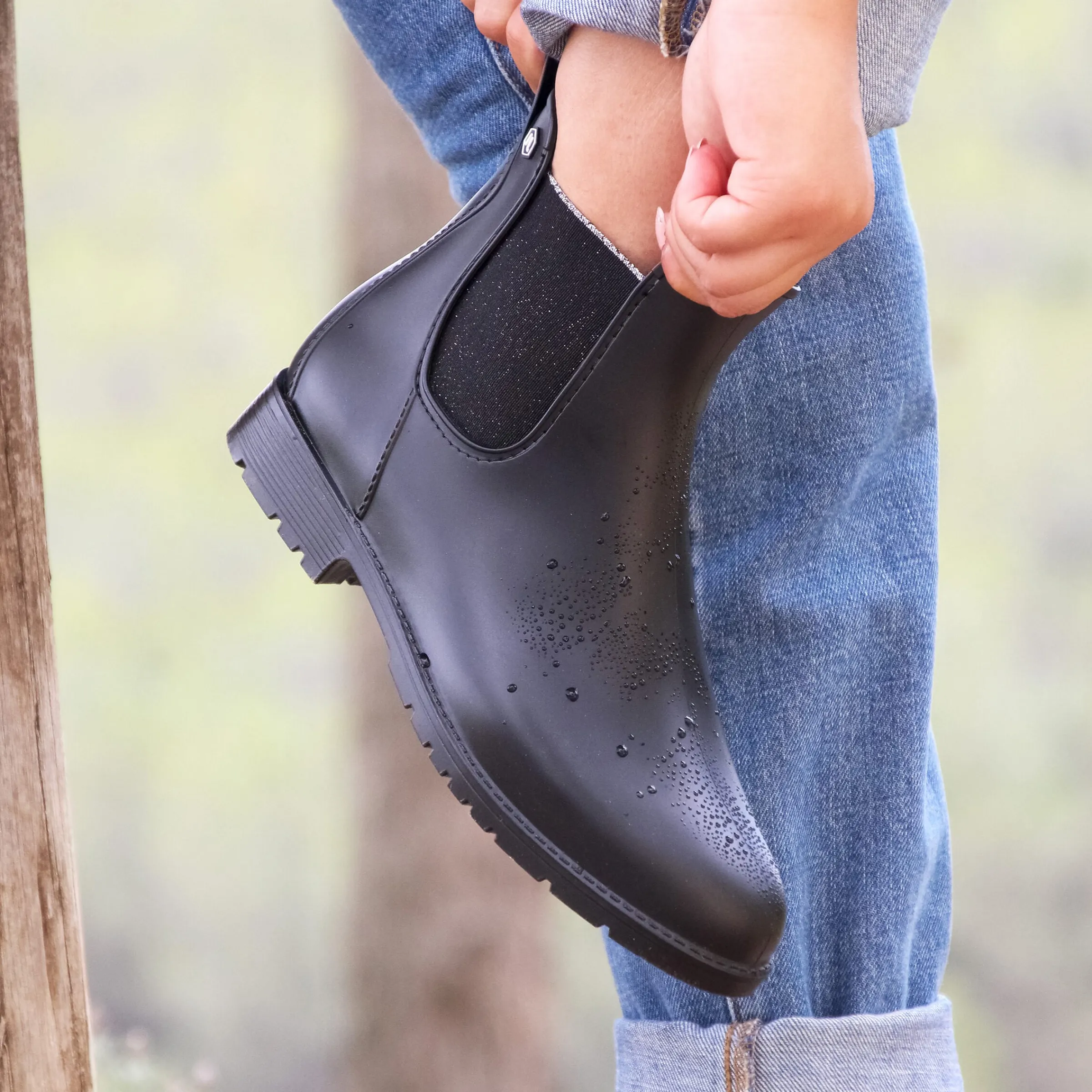 Femme JULES & JENN Bottines & Bottes | Bottines de pluie noir argenté