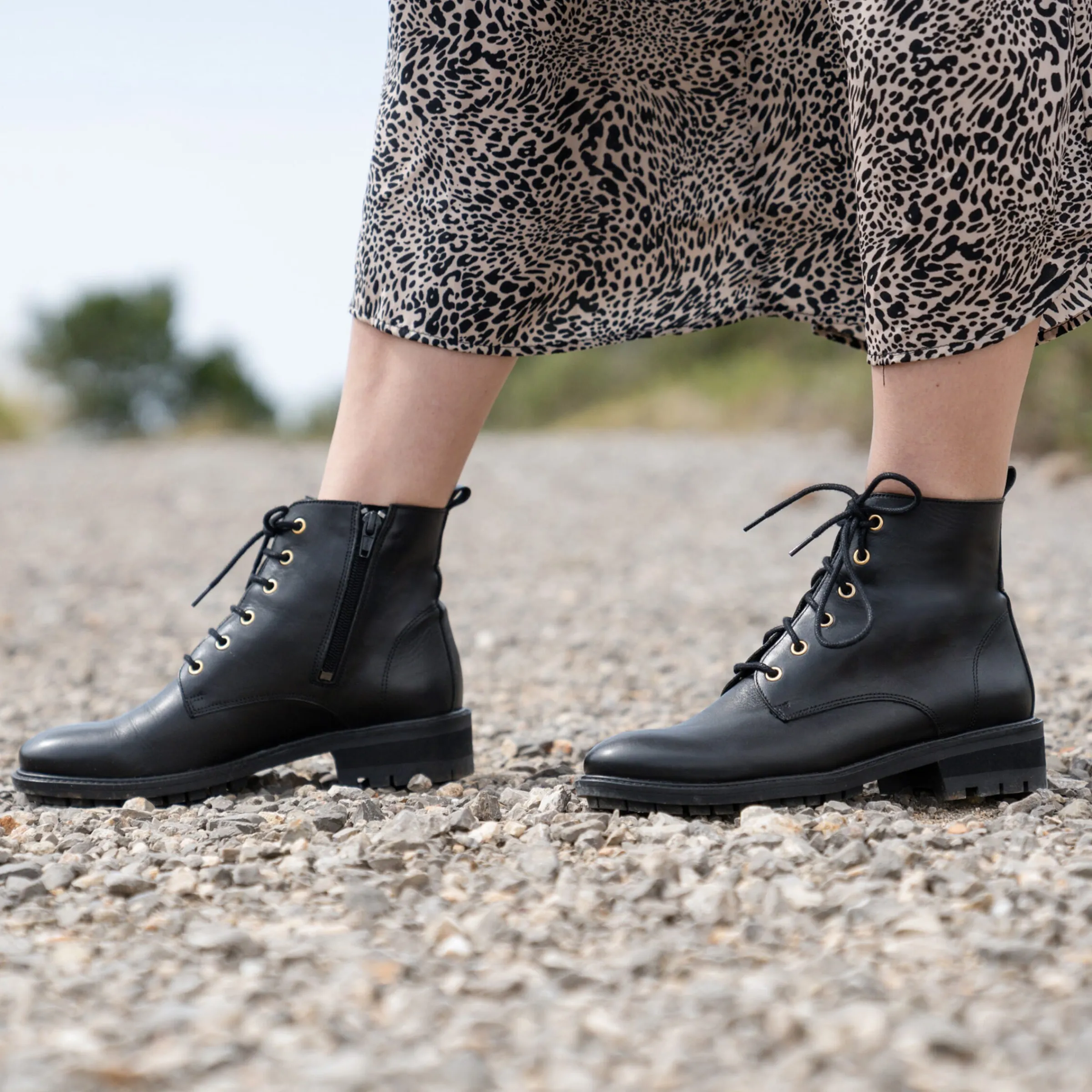 Femme JULES & JENN Bottines & Bottes | Bottines plates à lacet cuir