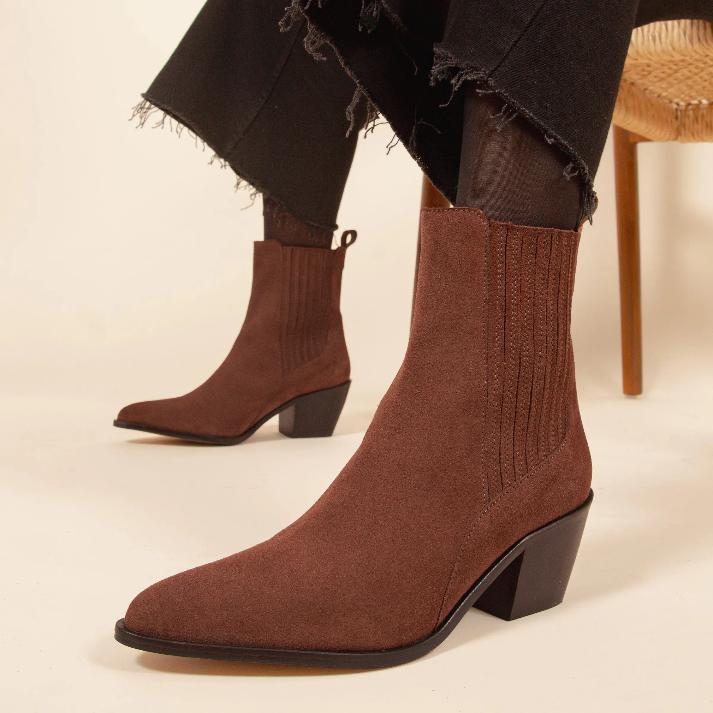 Femme JULES & JENN Bottines & Bottes | Bottines santiag cuir daim
