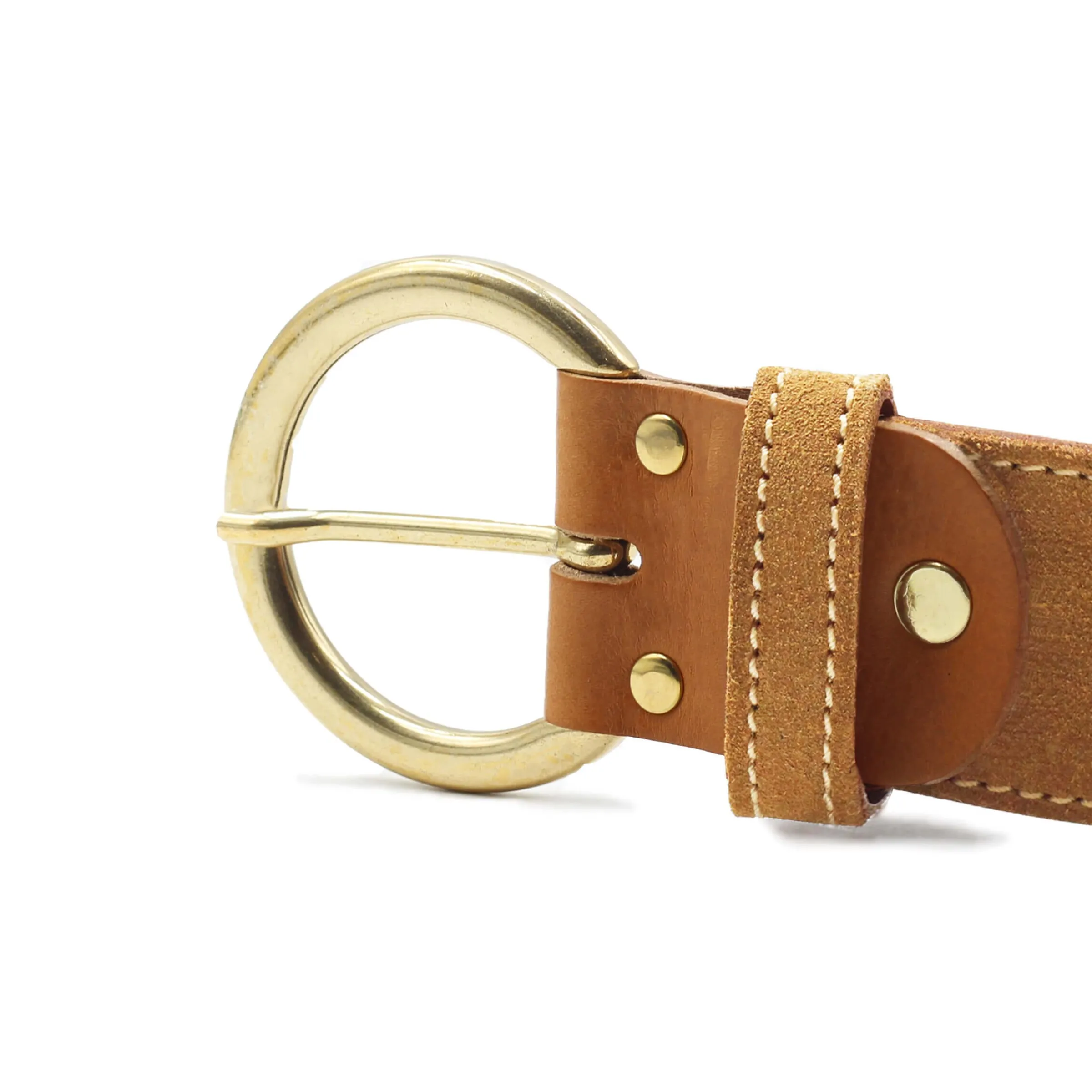 Femme JULES & JENN Ceintures | Ceinture bohème cuir daim camel