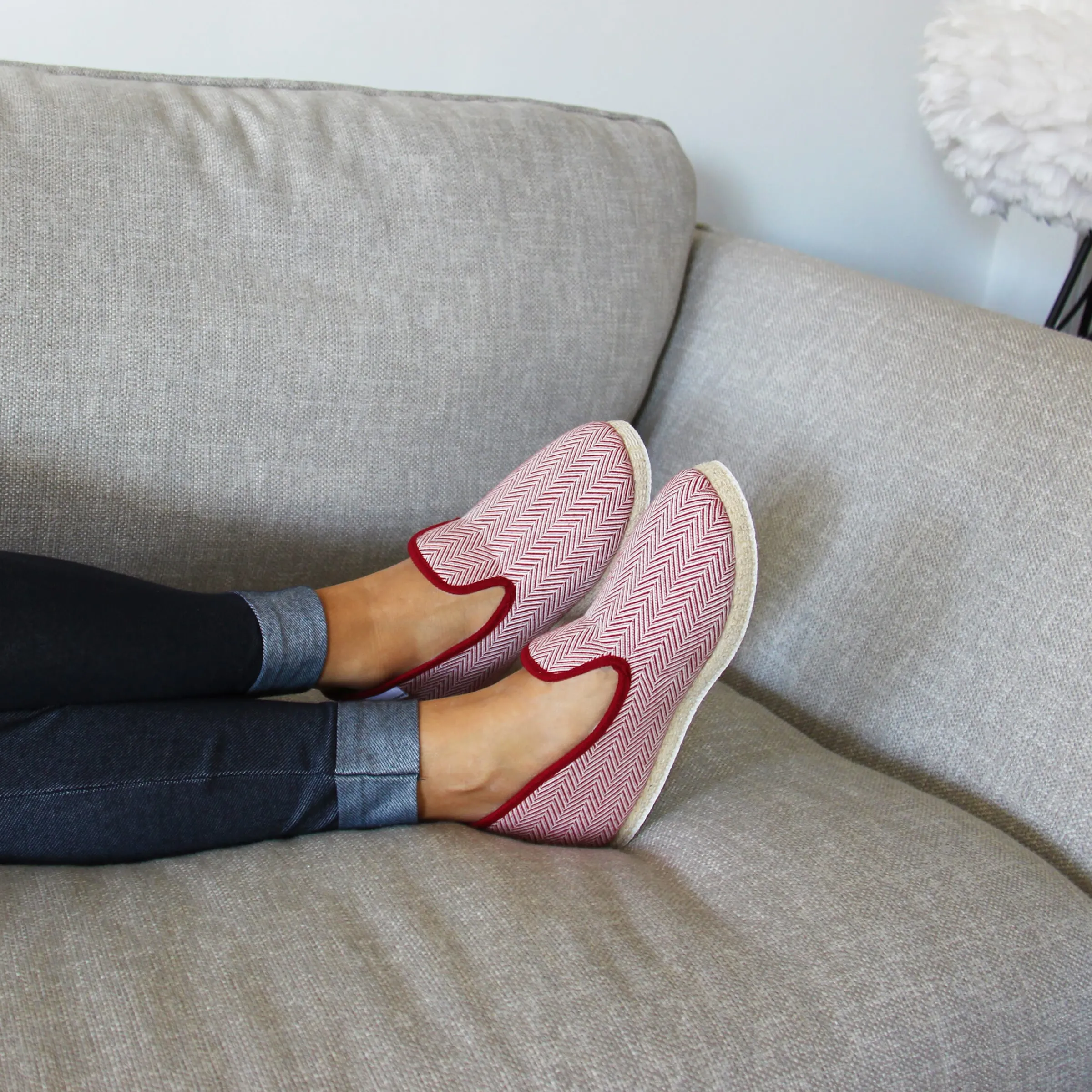 Femme JULES & JENN Charentaises | Charentaises | Charentaises tradition blanc rouge