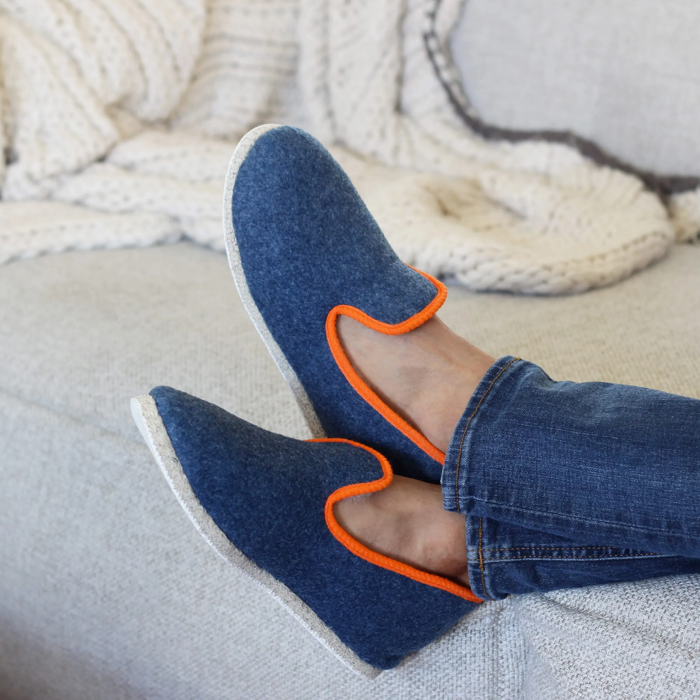 Femme JULES & JENN Charentaises | Charentaises | Charentaises tradition bleu denim