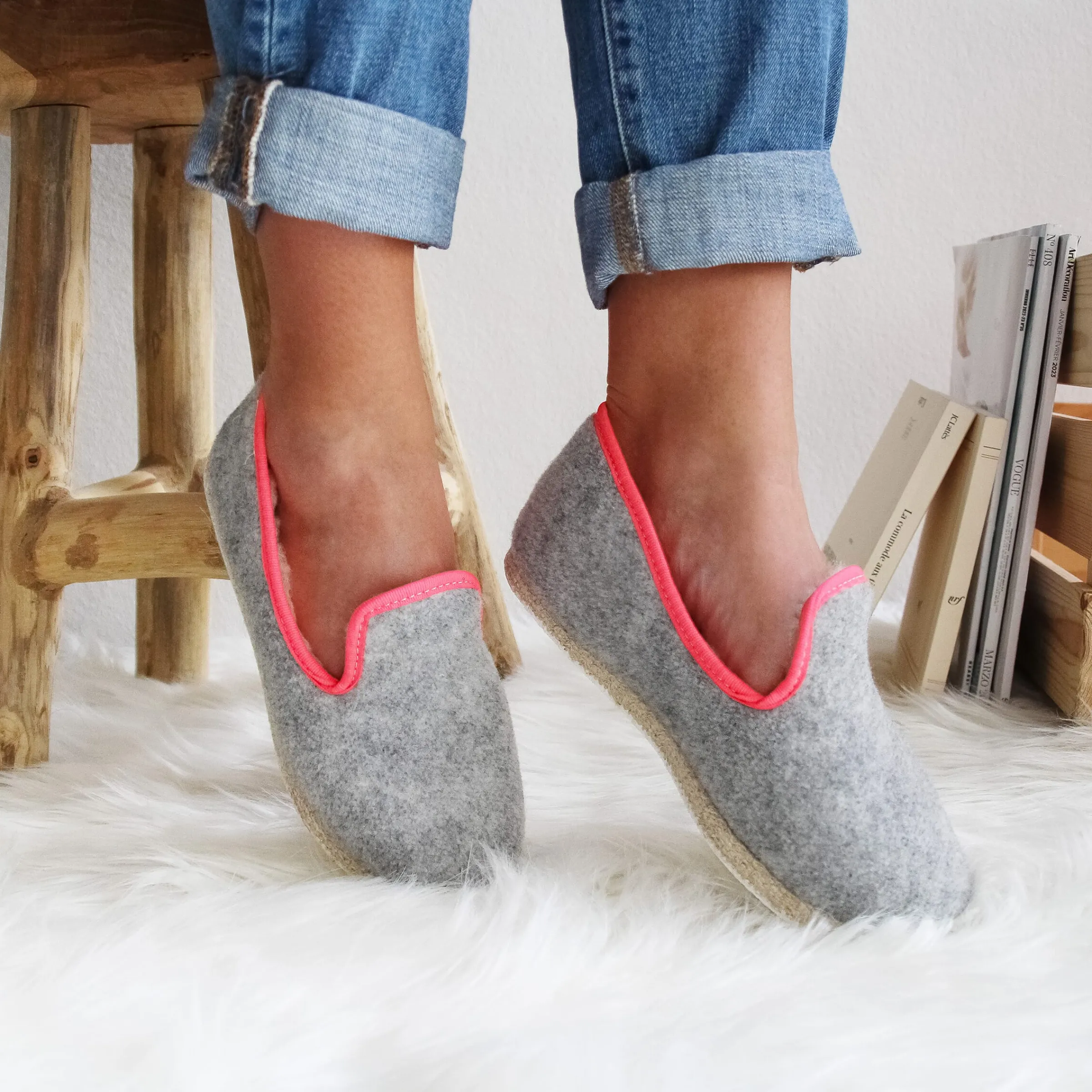 Femme JULES & JENN Charentaises | Charentaises | Charentaises tradition gris rose