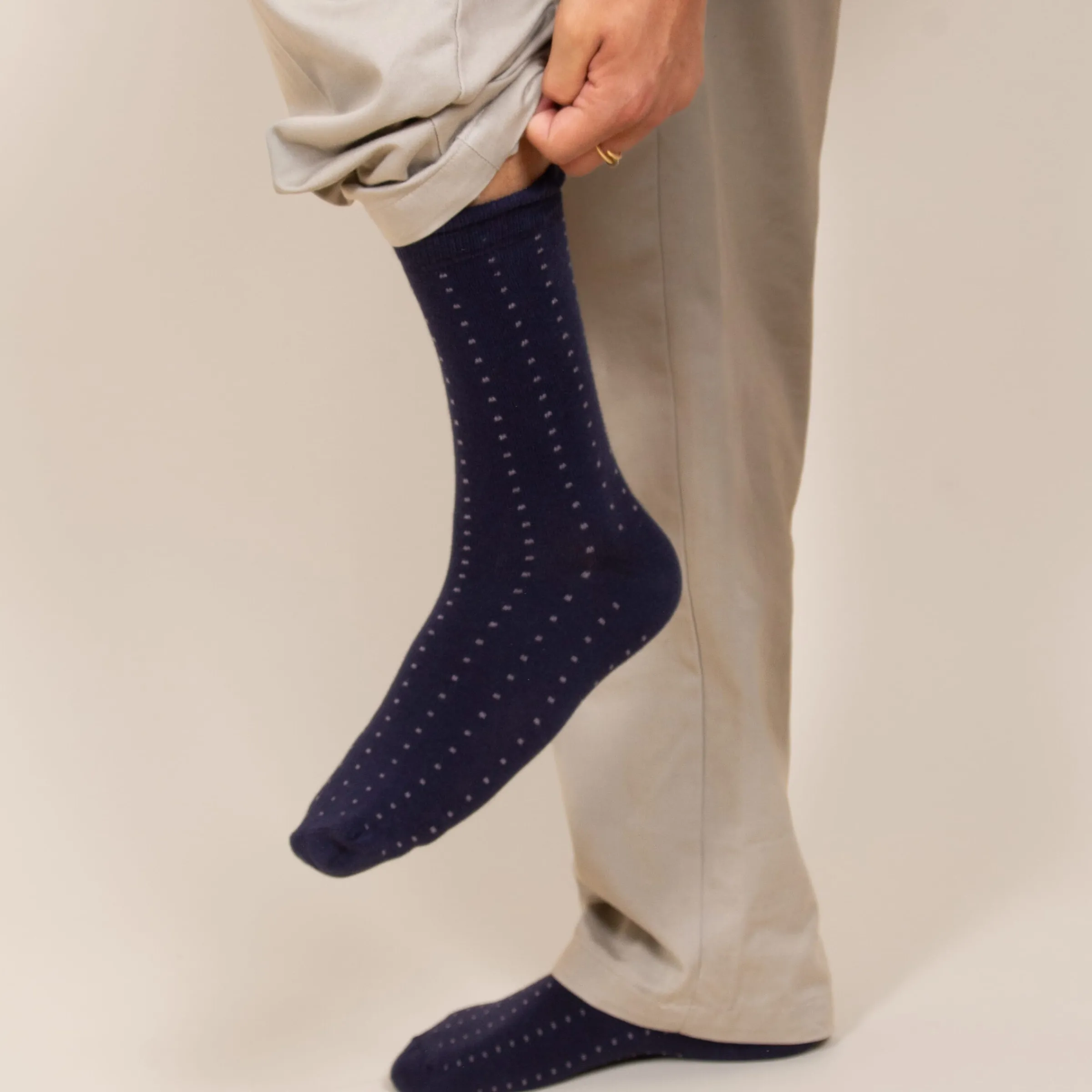 Homme JULES & JENN Chaussettes | Chaussettes mini pois coton bleu gris