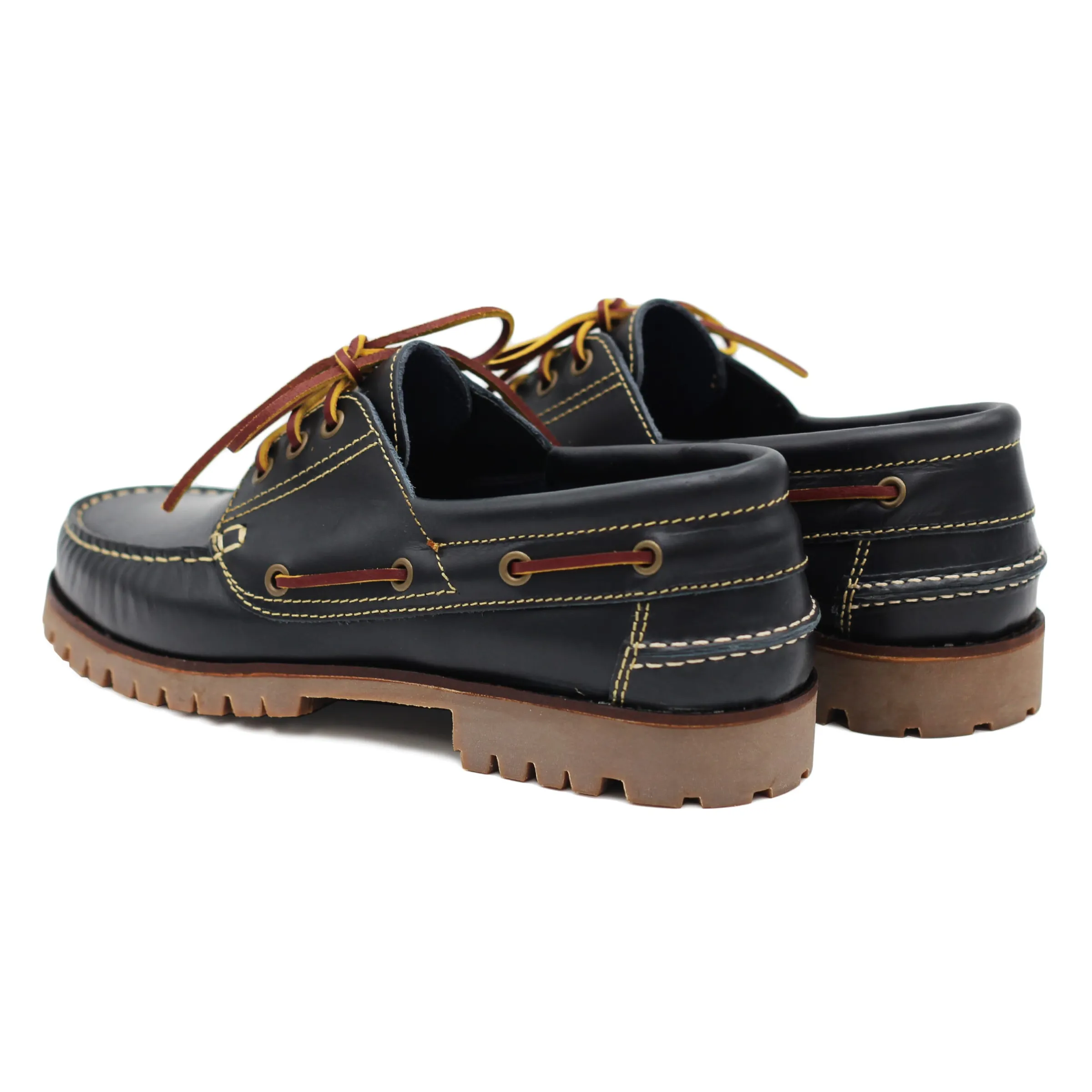 Homme JULES & JENN Fins De Série Solidaires | Chaussures bateau crampons cuir bleu