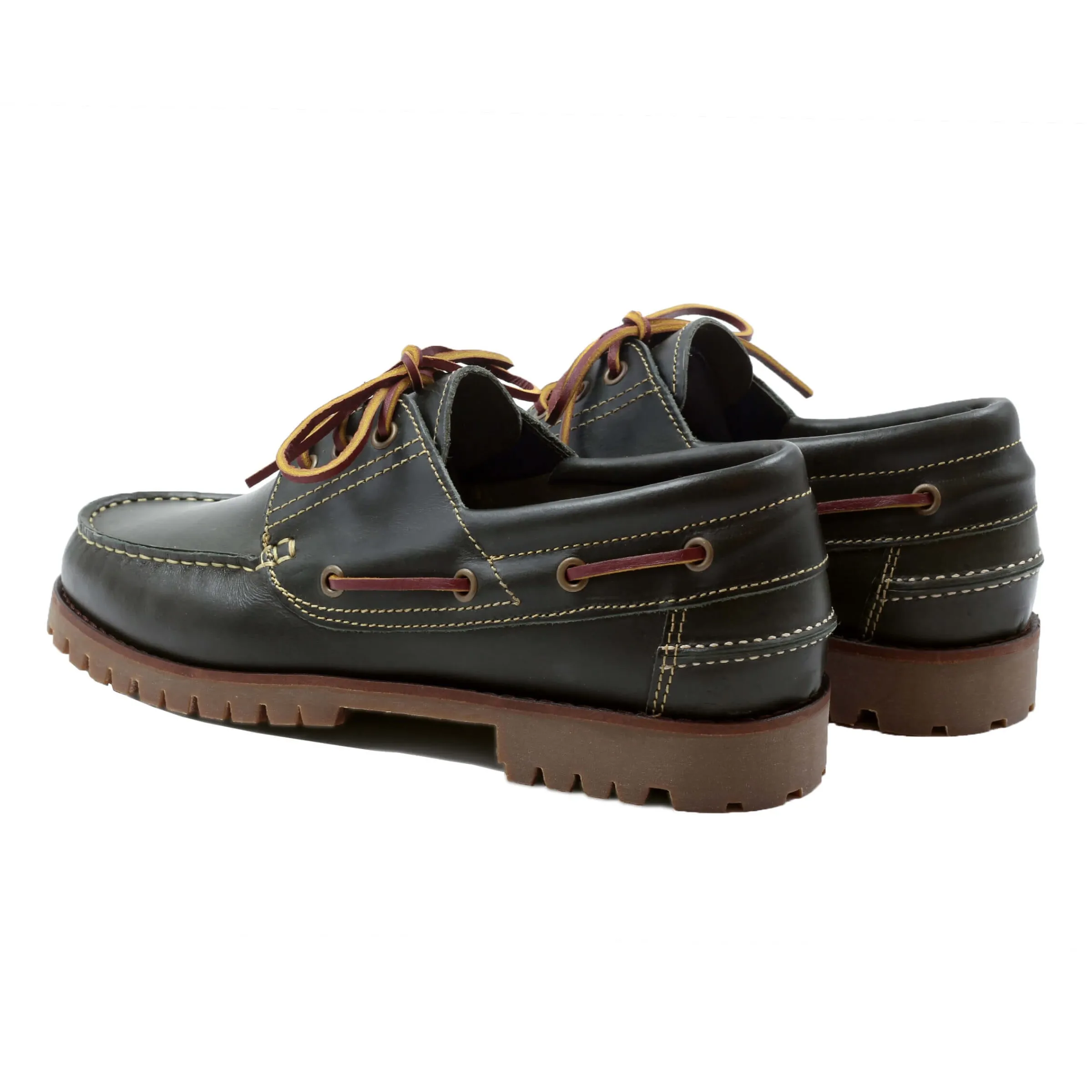 Homme JULES & JENN Chaussures Bateau | Chaussures bateau crampons cuir vert