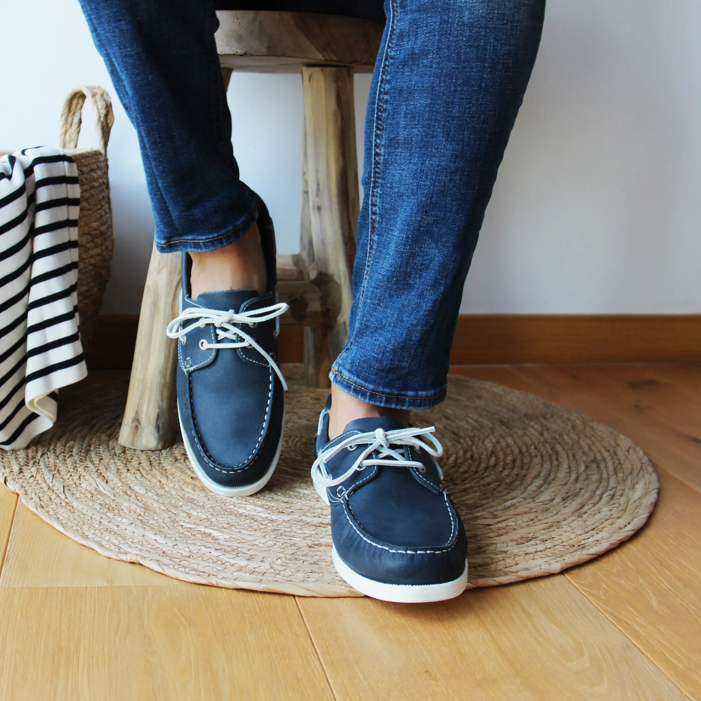 Homme JULES & JENN Chaussures Bateau | Chaussures bateau cuir bleu