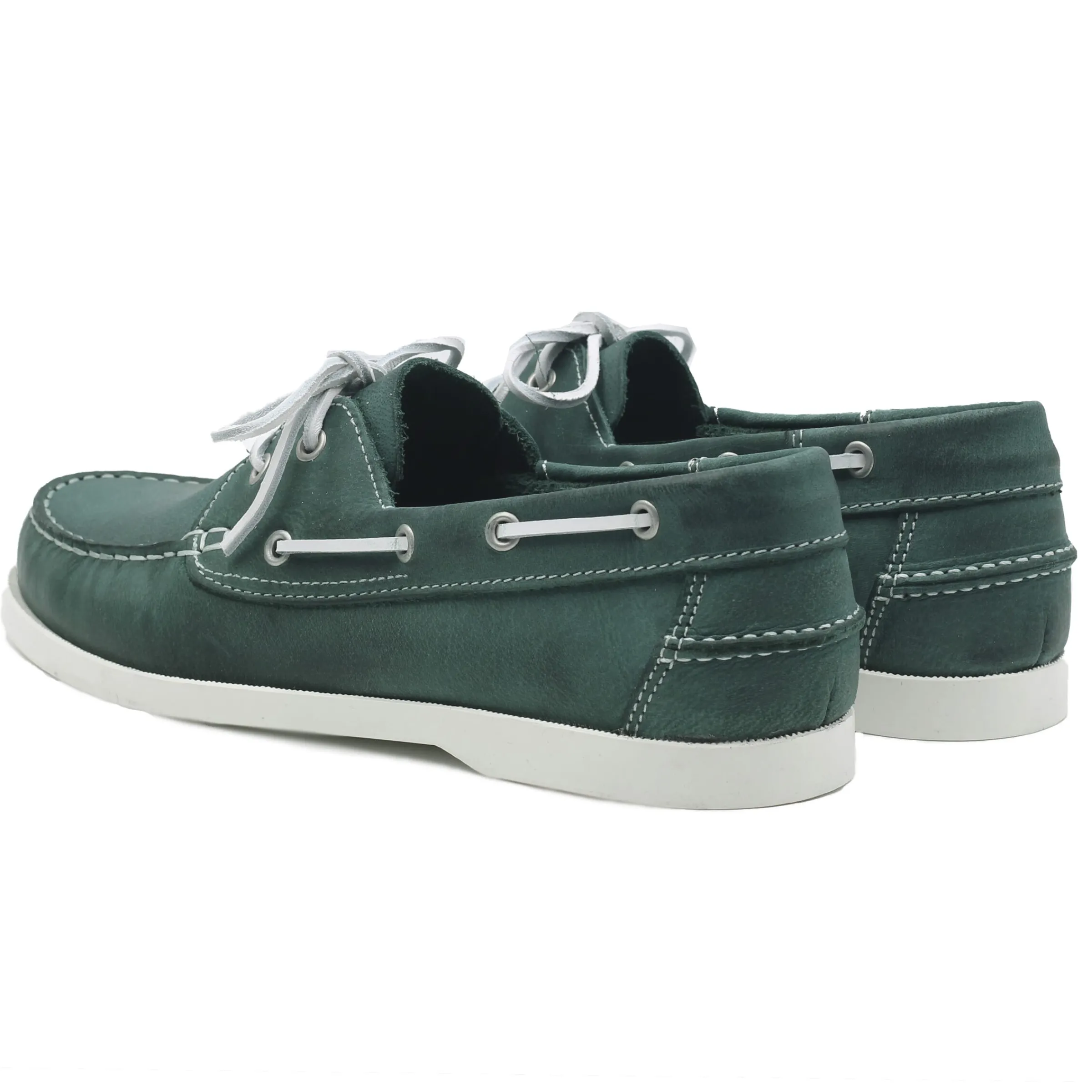 Homme JULES & JENN Fins De Série Solidaires | Chaussures bateau cuir vert