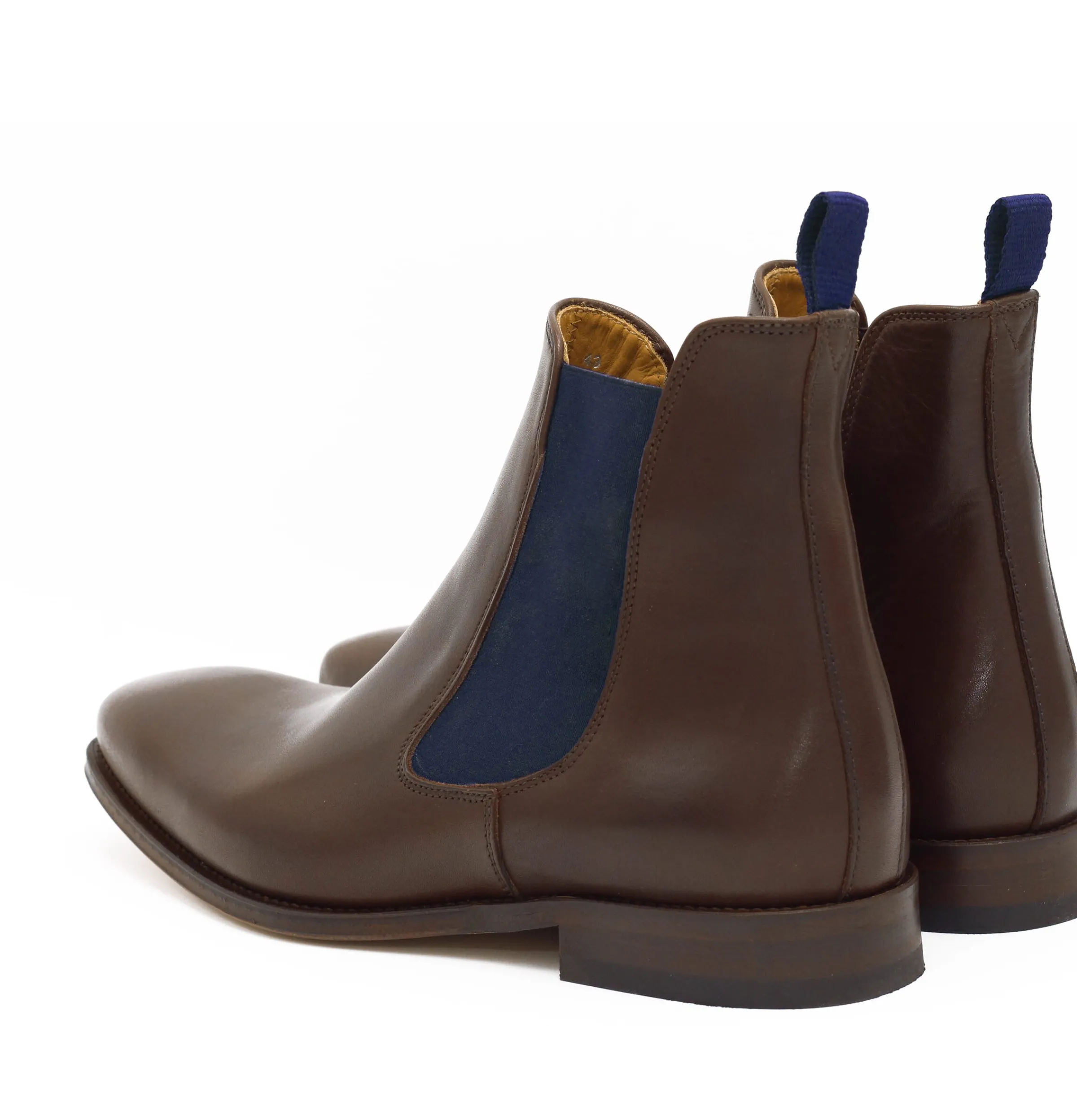 Homme JULES & JENN Fins De Série Solidaires | Chelsea boots cuir marron bleu