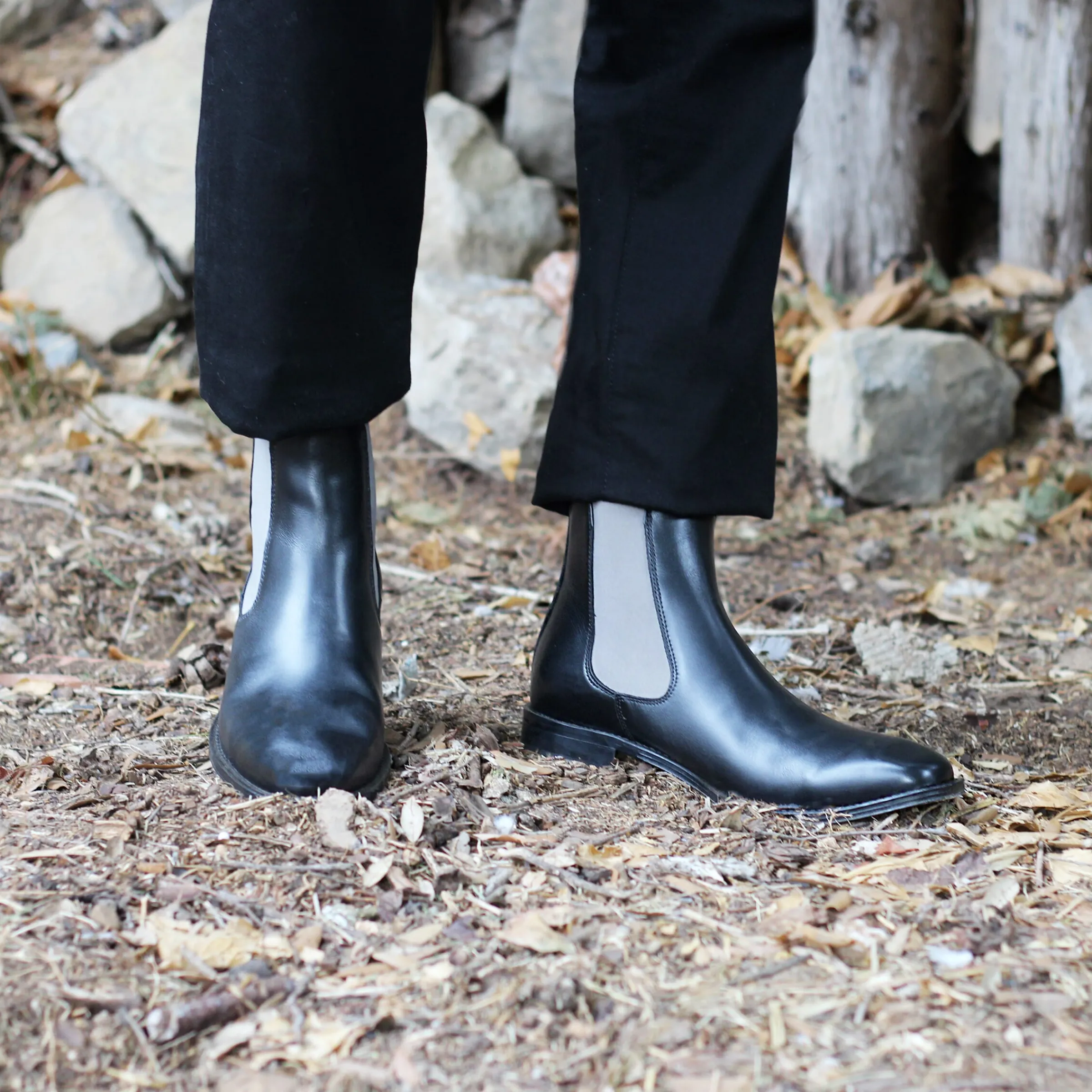 Homme JULES & JENN Fins De Série Solidaires | Chelsea boots cuir noir gris