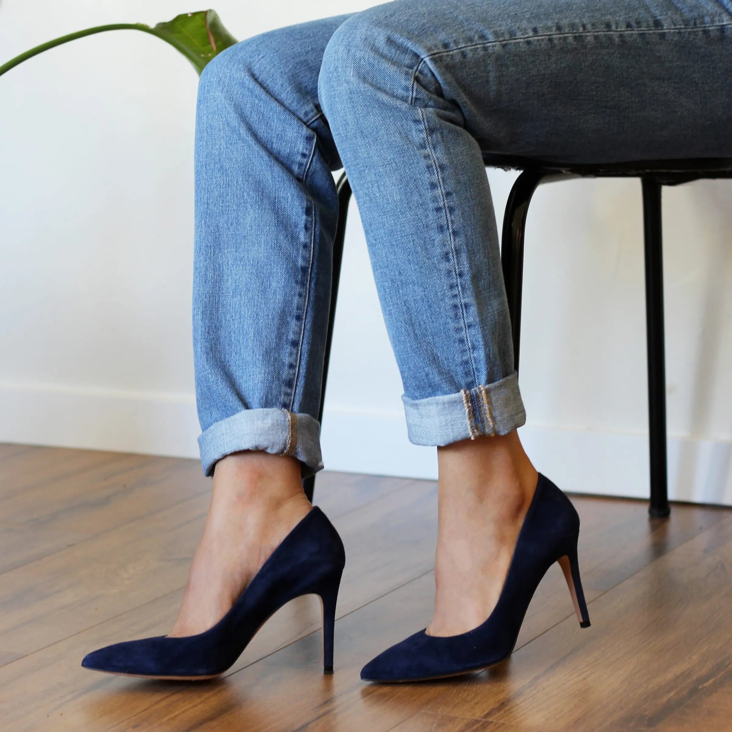 Femme JULES & JENN Escarpins | Escarpins cuir daim bleu marine