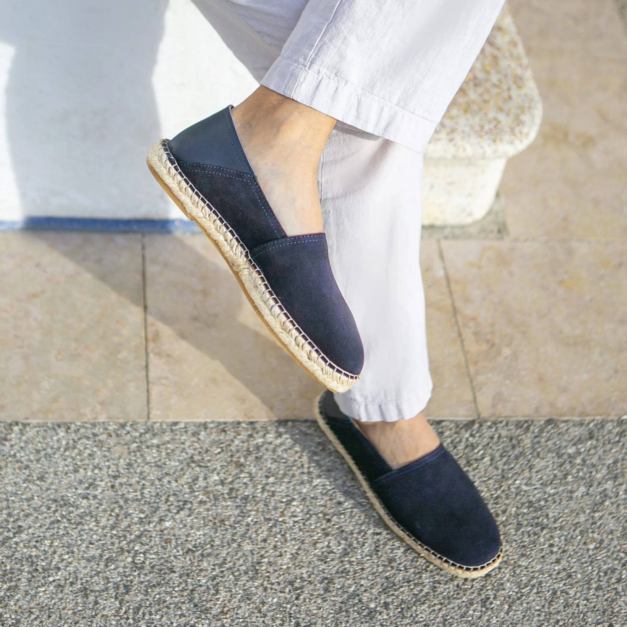 Homme JULES & JENN Espadrilles & Sandales | Espadrilles cuir daim bleu