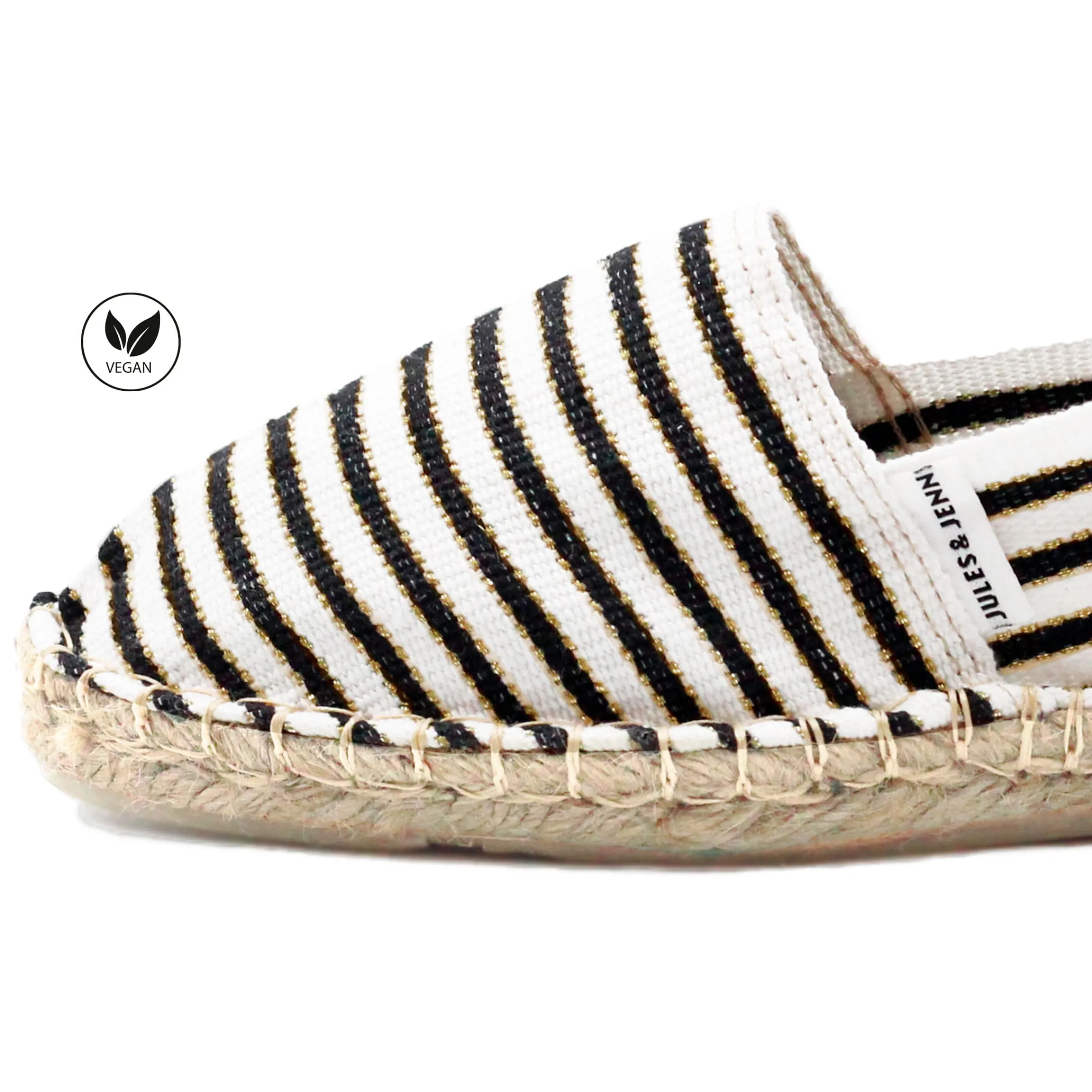 Femme JULES & JENN Dressing Recyclé | Espadrilles | Espadrilles toile coton noir doré
