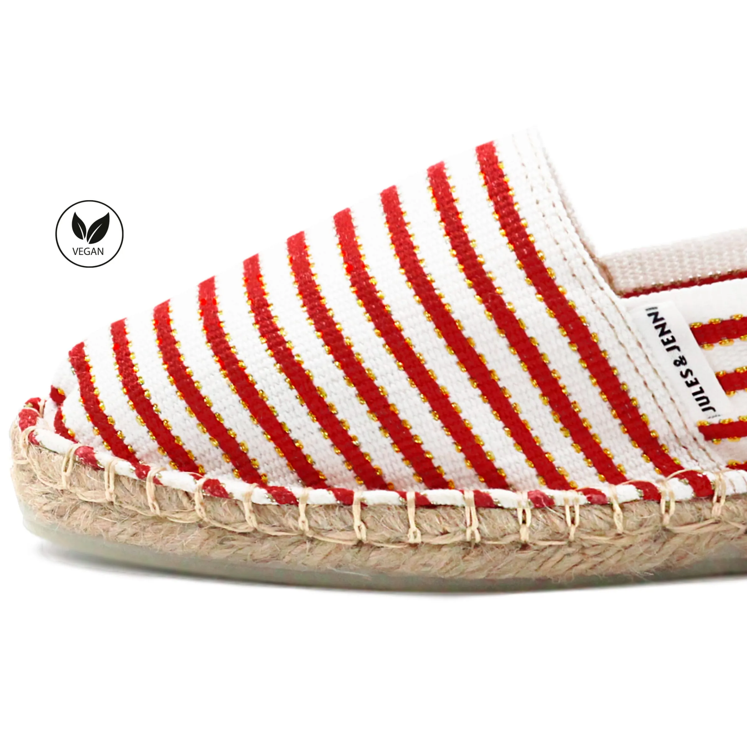 Femme JULES & JENN Dressing Recyclé | Espadrilles | Espadrilles toile coton rouge & doré