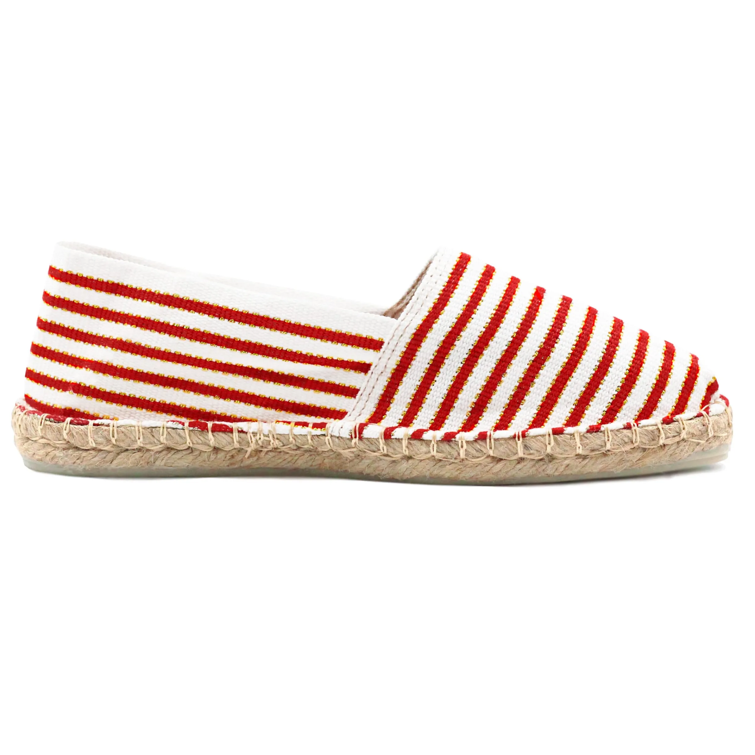 espadrilles_toile_coton_rouge_amp_dor_6.webp Femme JULES & JENN Dressing Recyclé | Espadrilles | Espadrilles toile coton rouge & doré