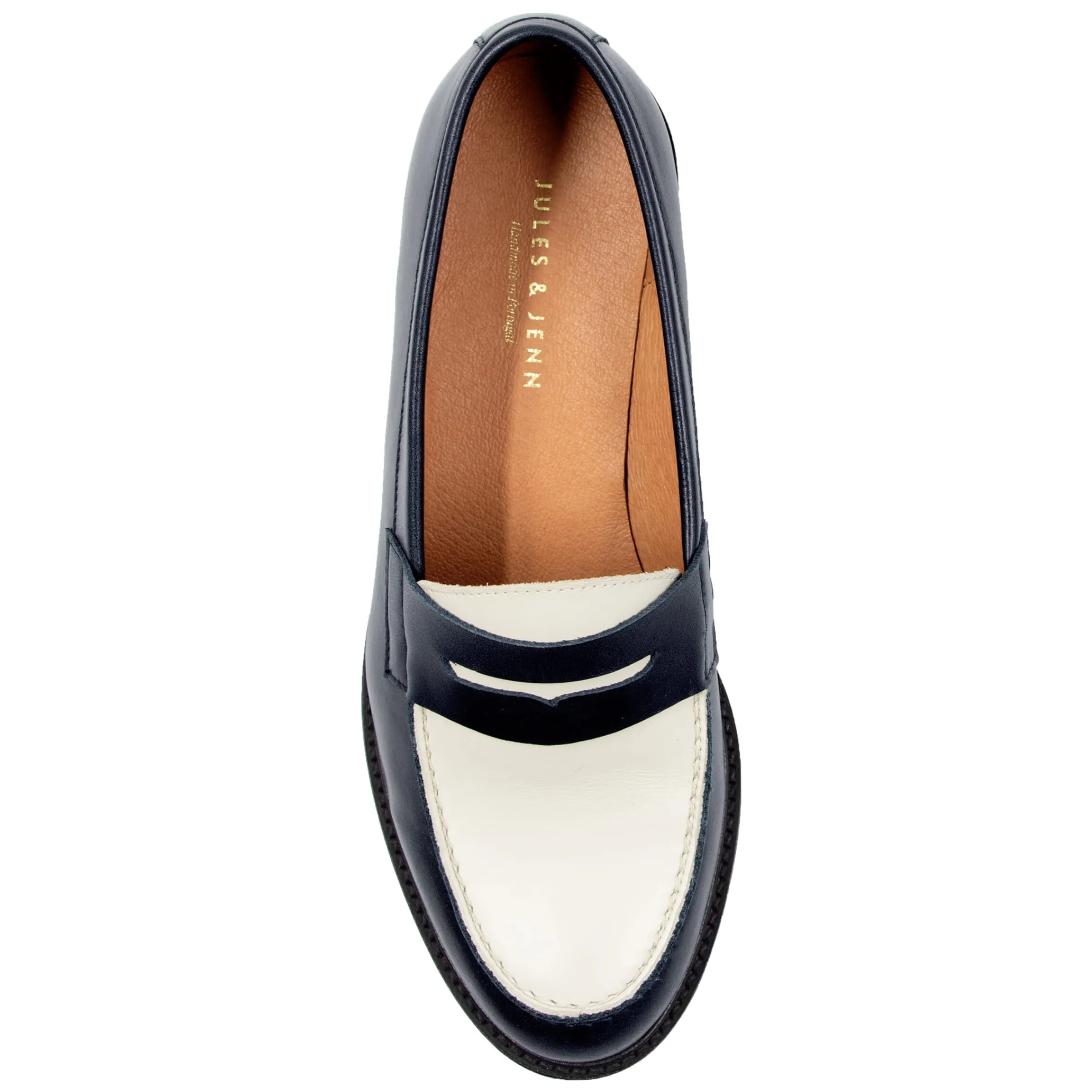 mocassins_cuir_bleu_blanc_3.webp Femme JULES & JENN Mocassins & Derbies | Mocassins cuir bleu blanc