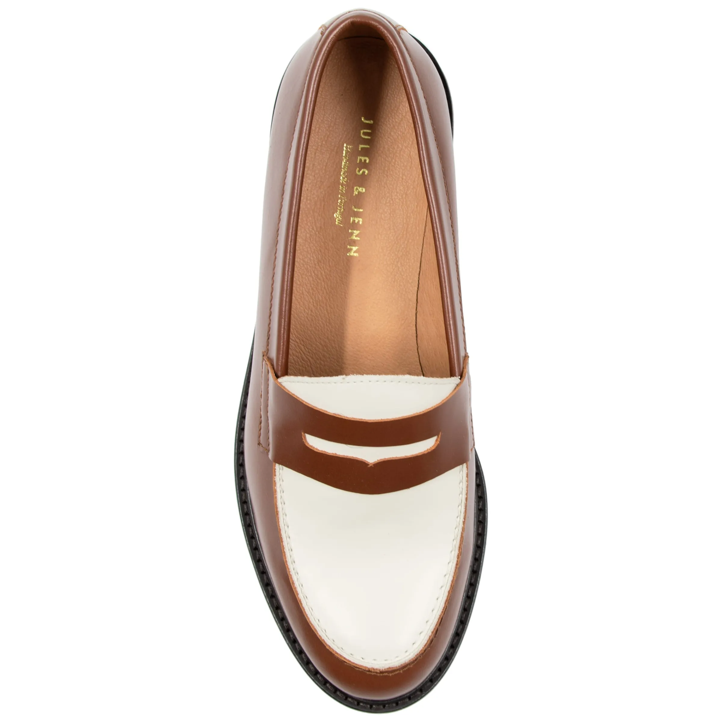 mocassins_cuir_cognac_blanc_3.webp Femme JULES & JENN Mocassins & Derbies | Mocassins cuir cognac blanc