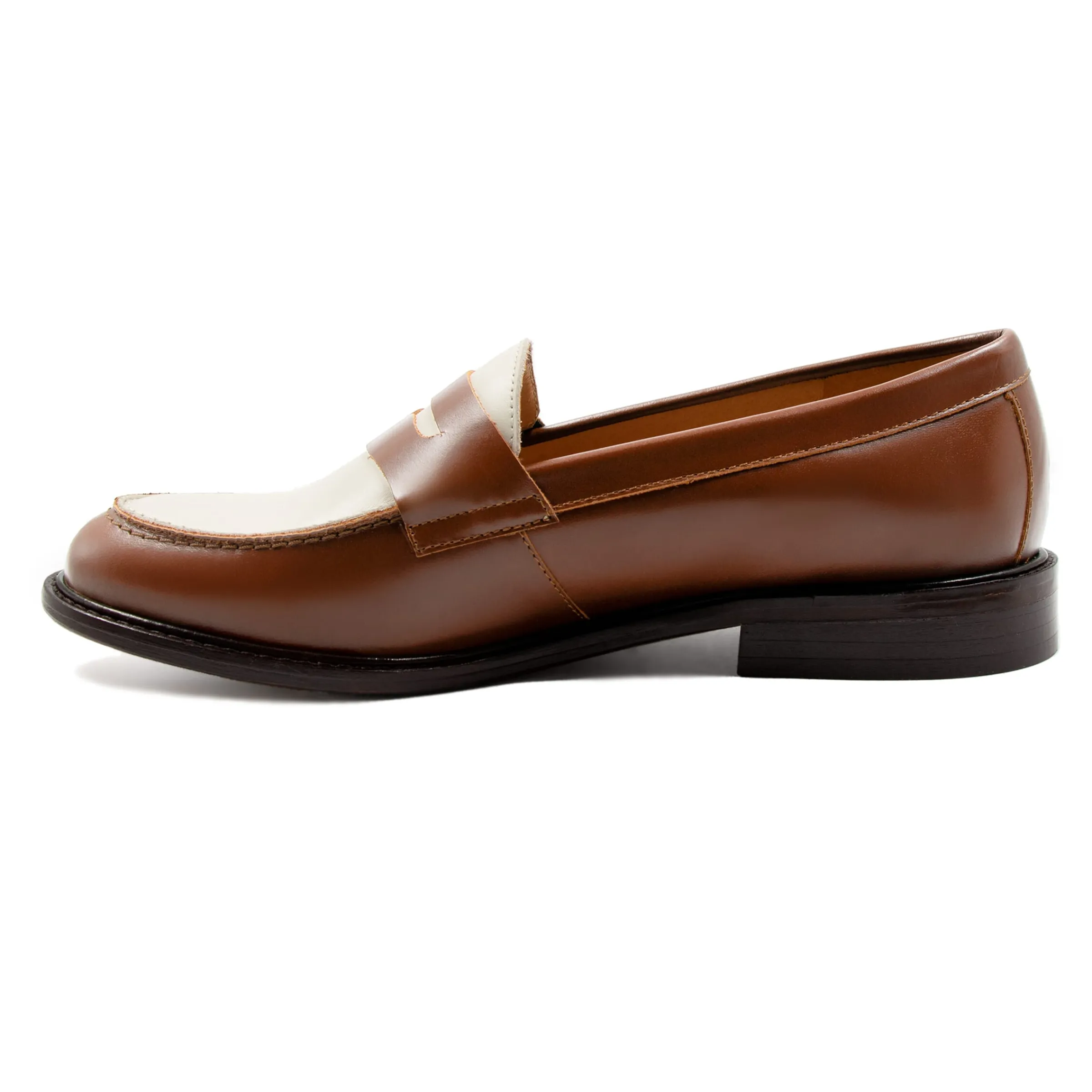 mocassins_cuir_cognac_blanc_5.webp Femme JULES & JENN Mocassins & Derbies | Mocassins cuir cognac blanc