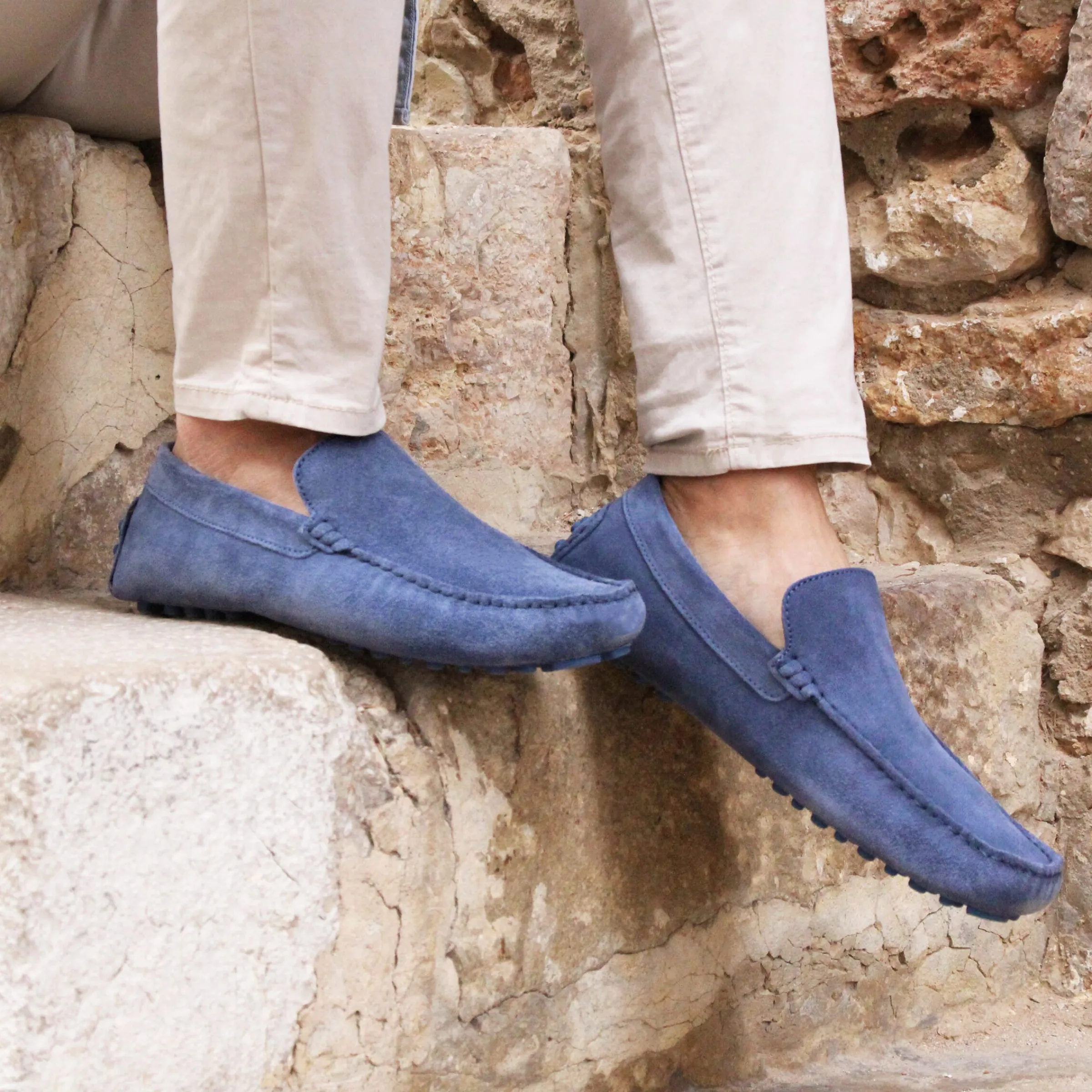 Homme JULES & JENN Mocassins | Mocassins cuir daim bleu