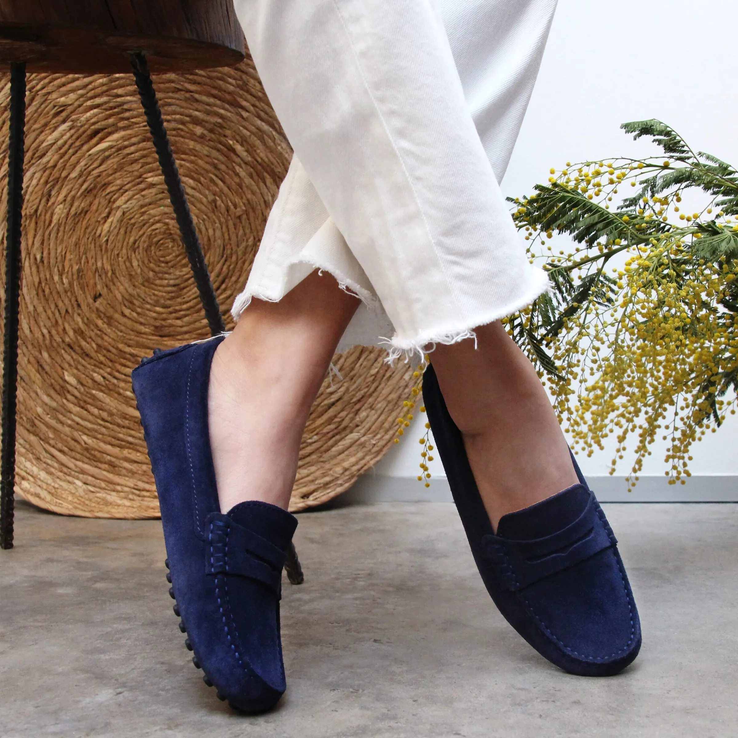 Femme JULES & JENN Mocassins & Derbies | Mocassins cuir daim bleu