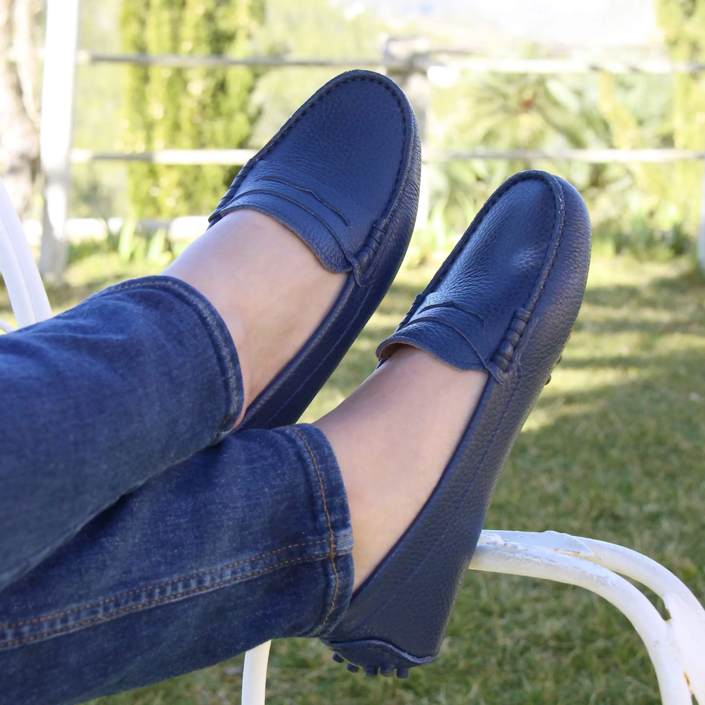 Femme JULES & JENN Mocassins & Derbies | Mocassins cuir grainé bleu