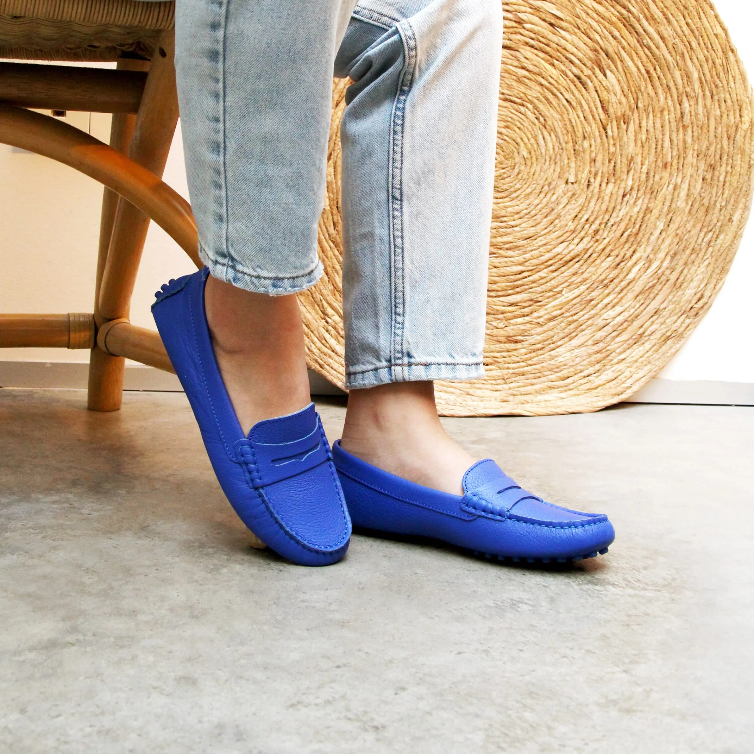 Femme JULES & JENN Mocassins & Derbies | Mocassins cuir grainé bleu royal